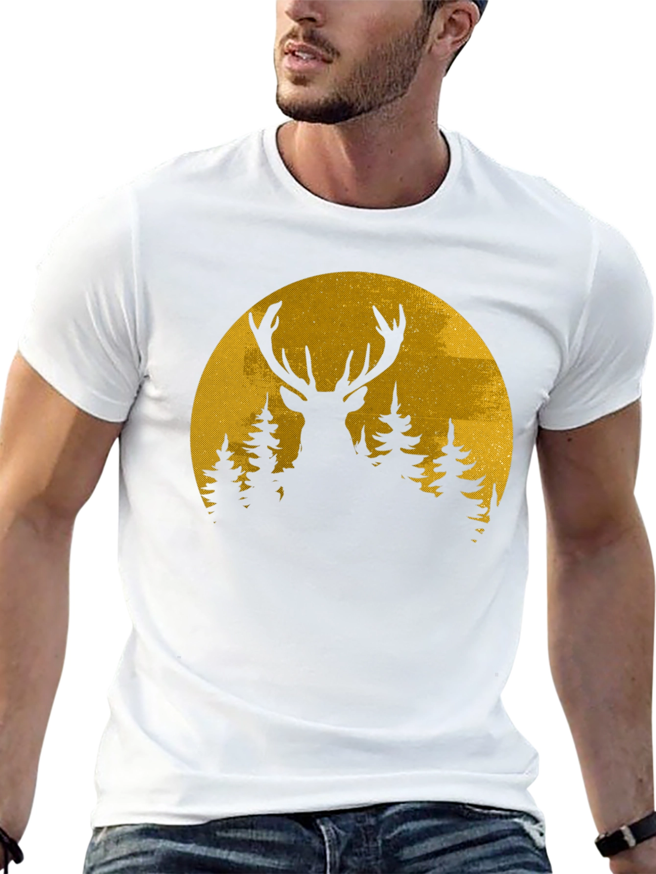 Deer Silhouette Moon Graphic Tee