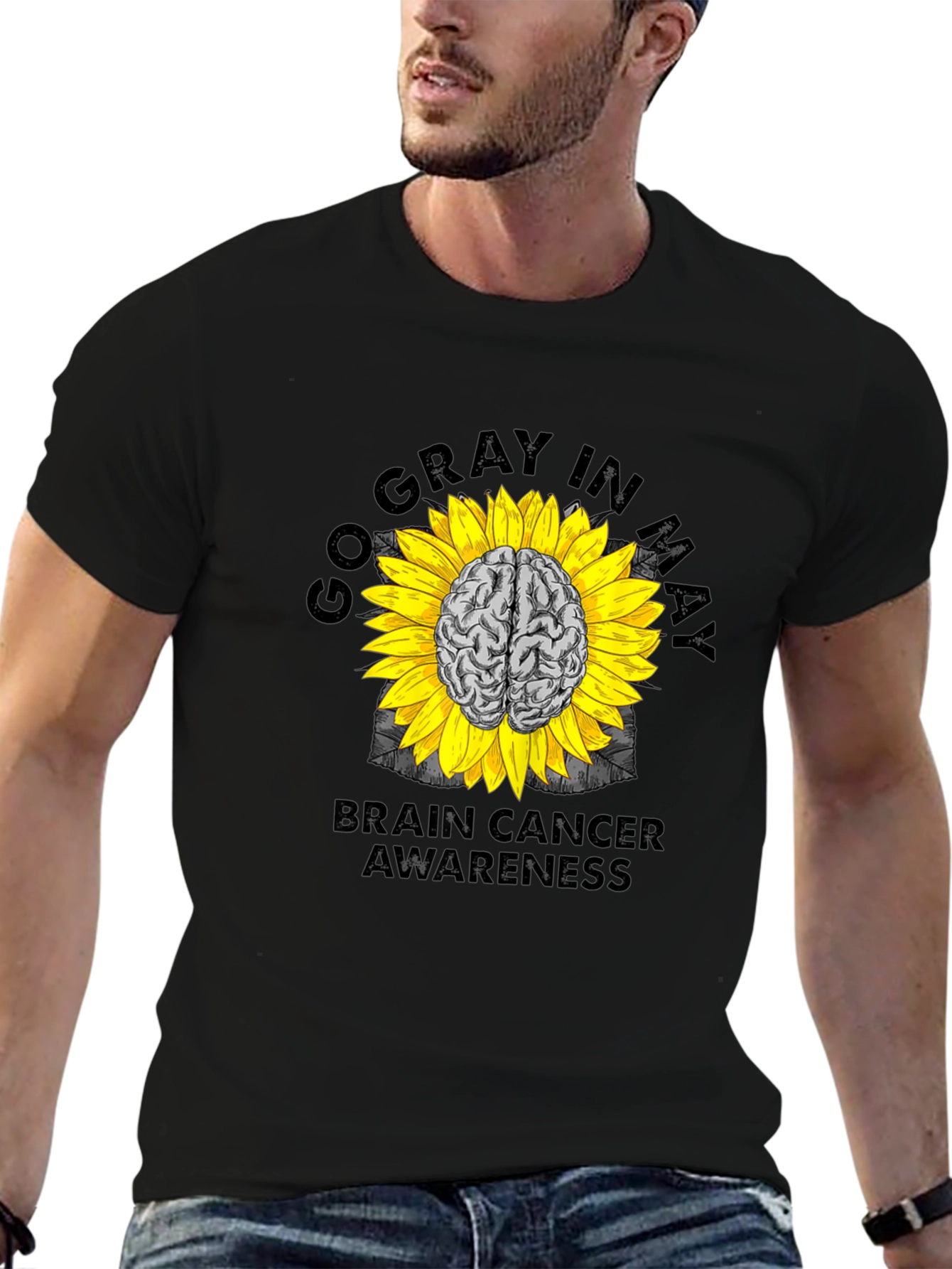 Go Gray In May Brain Cancer Awareness Sunflower T-Shirt