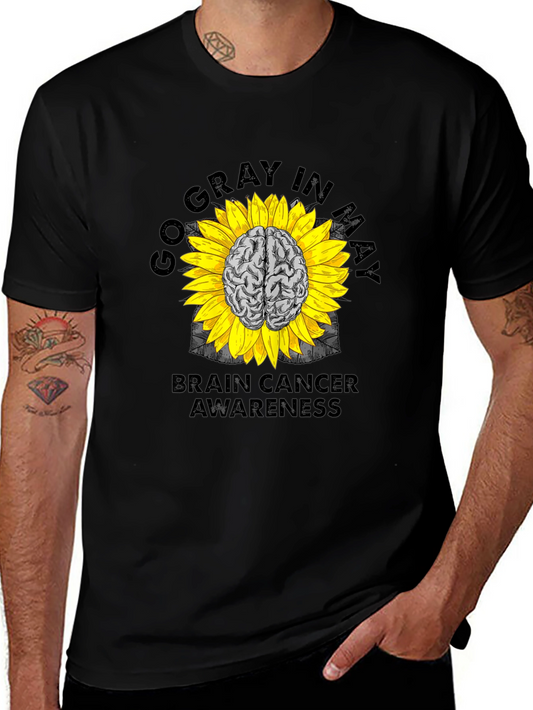 Go Gray In May Brain Cancer Awareness Sunflower T-Shirt