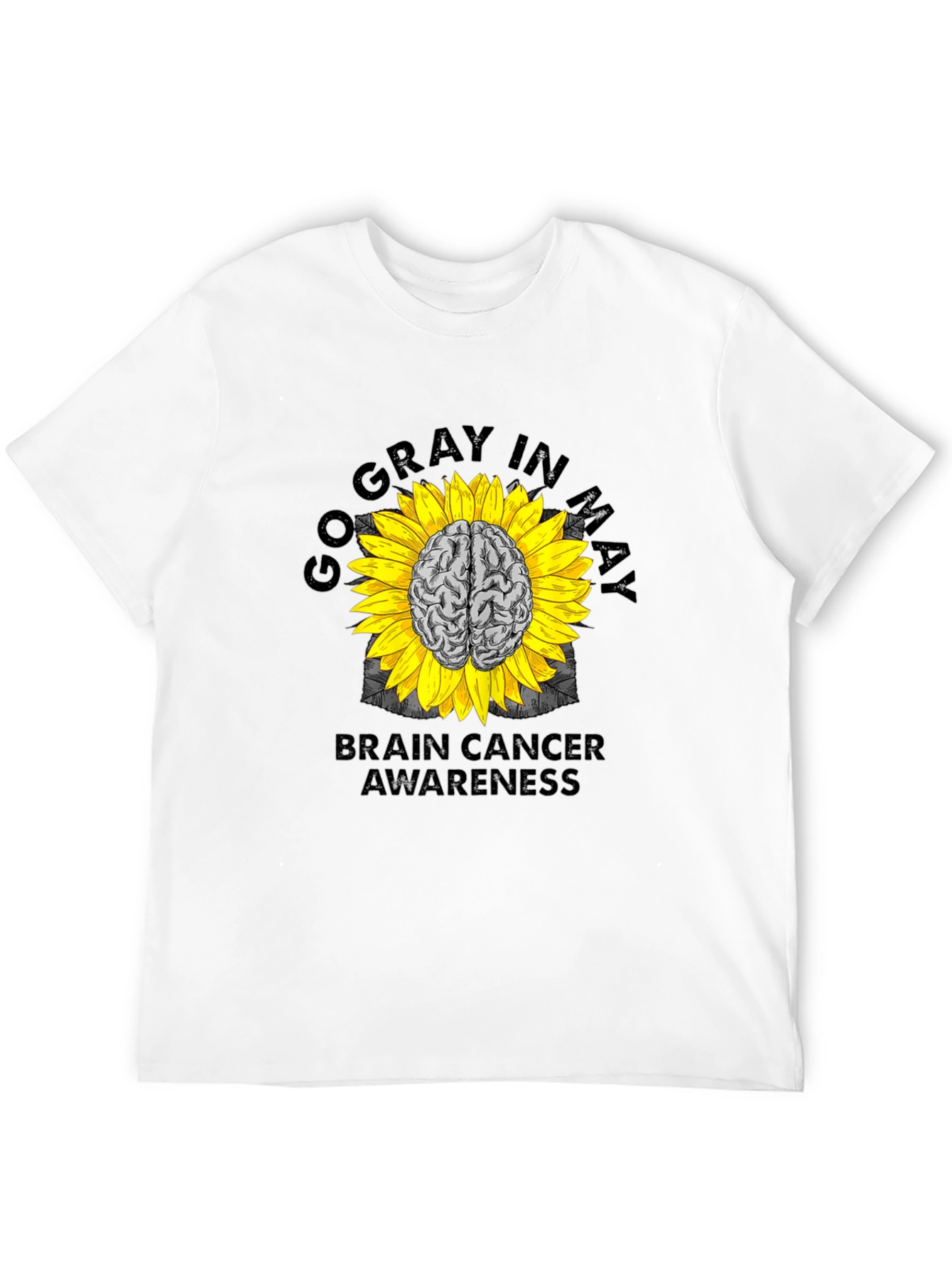 Go Gray In May Brain Cancer Awareness Sunflower T-Shirt
