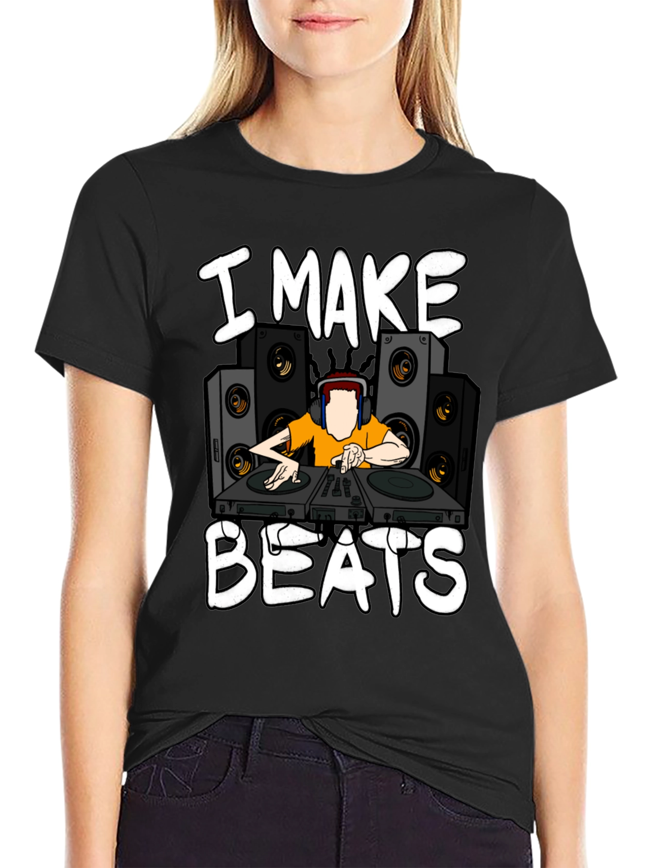 I Make Beats Graphic T-Shirt - DJ Turntable Design