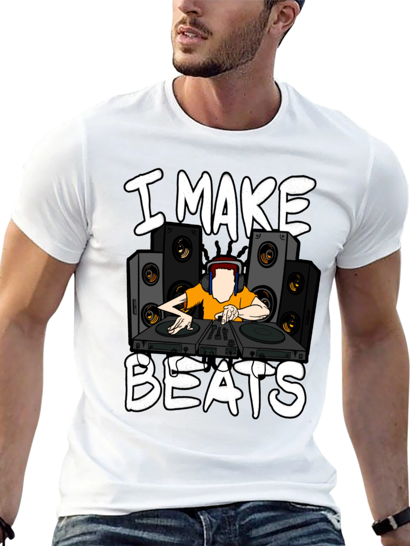 I Make Beats Graphic T-Shirt - DJ Turntable Design
