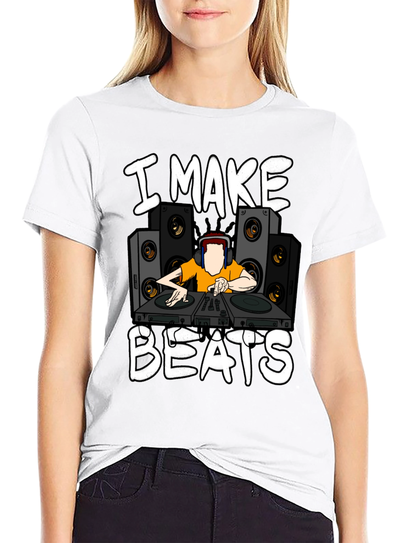 I Make Beats Graphic T-Shirt - DJ Turntable Design