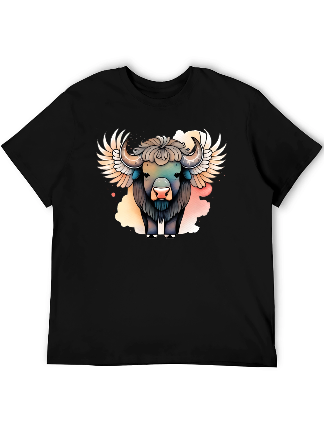 Winged Buffalo Graphic T-Shirt - Stylish Animal Tee