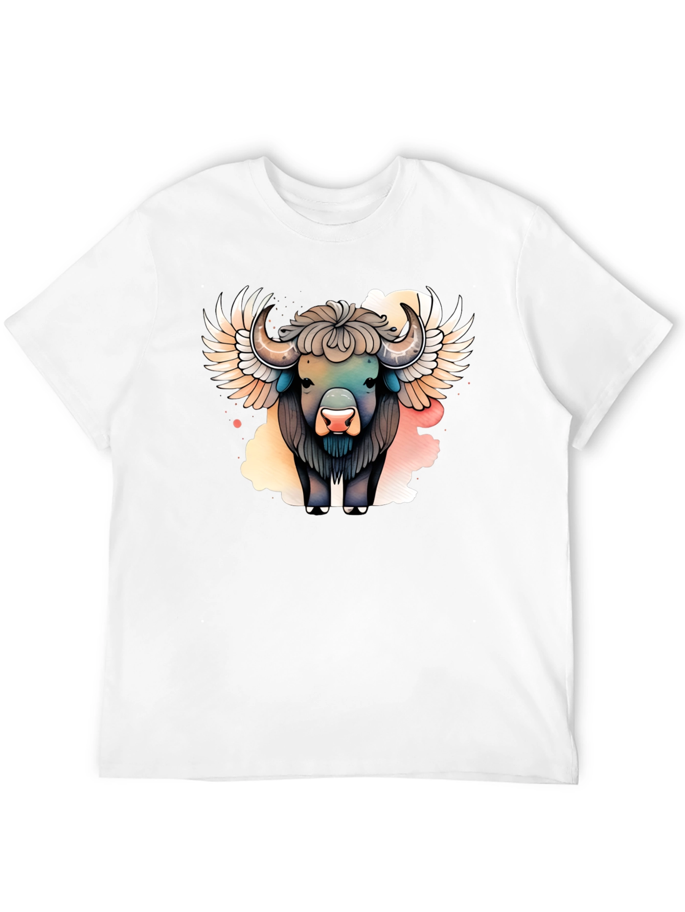 Winged Buffalo Graphic T-Shirt - Stylish Animal Tee