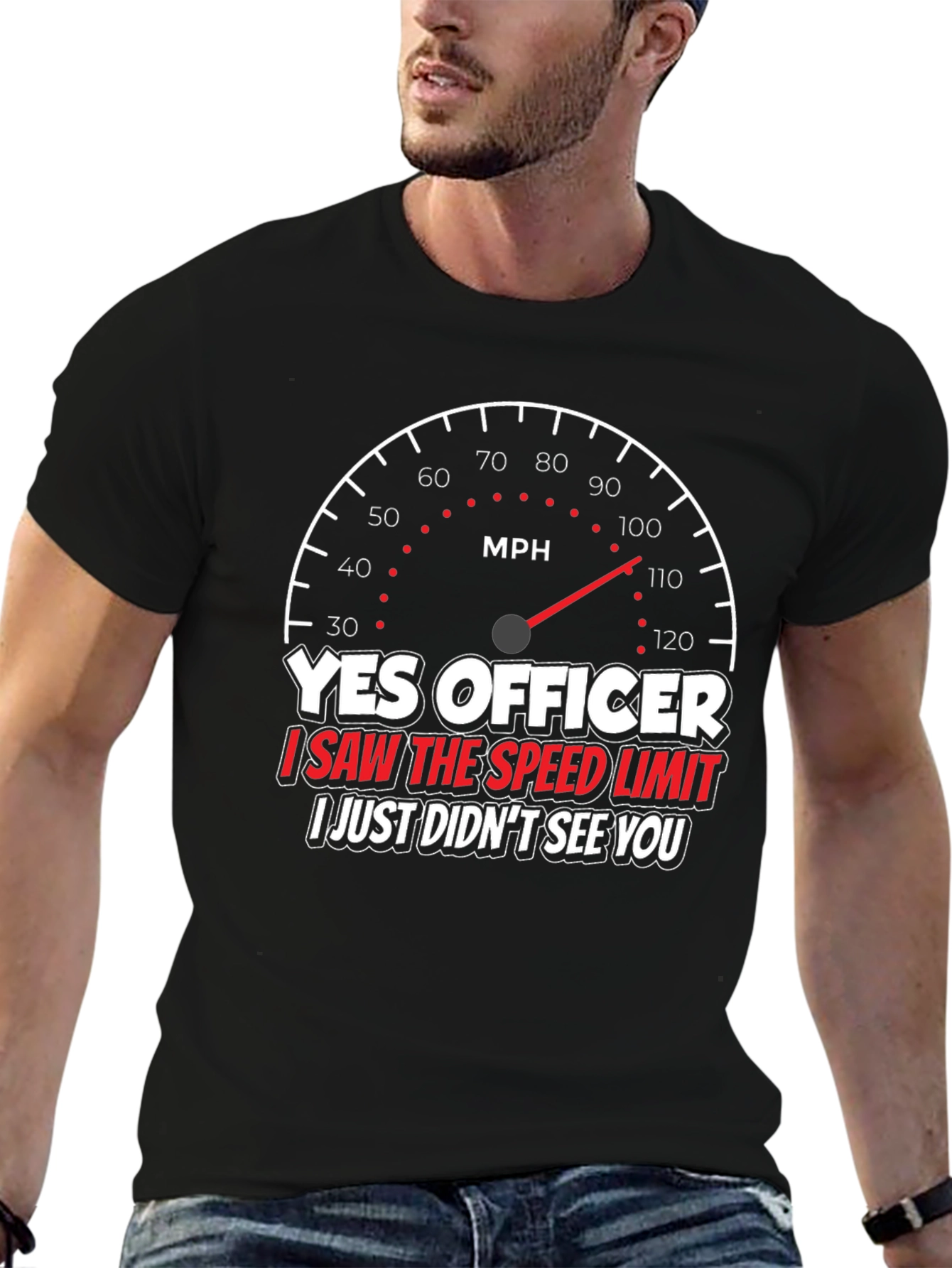 Yes Officer T-Shirt Funny Speeding Car Graphic Tee