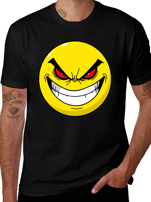 Evil Emoji Graphic Tee - Black Cotton T-Shirt
