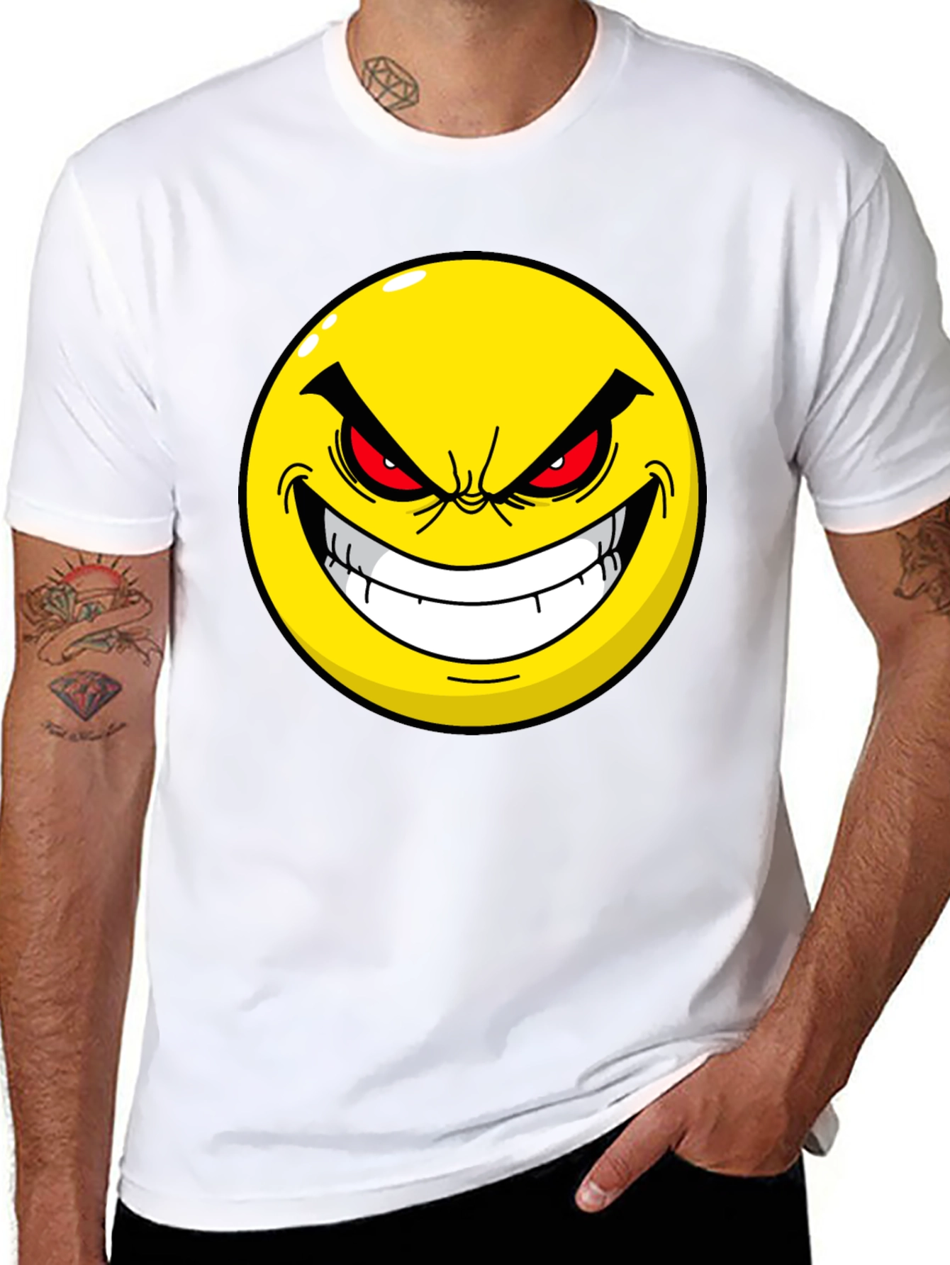 Evil Emoji Graphic Tee - Black Cotton T-Shirt