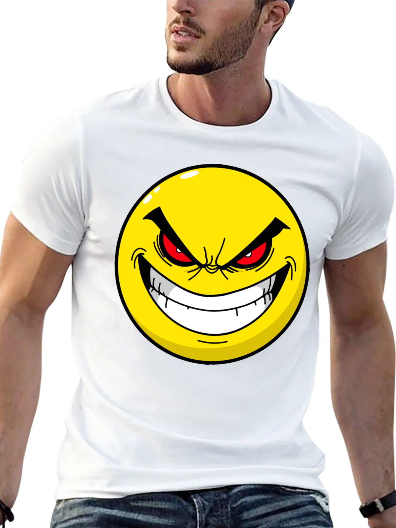 Evil Emoji Graphic Tee - Black Cotton T-Shirt