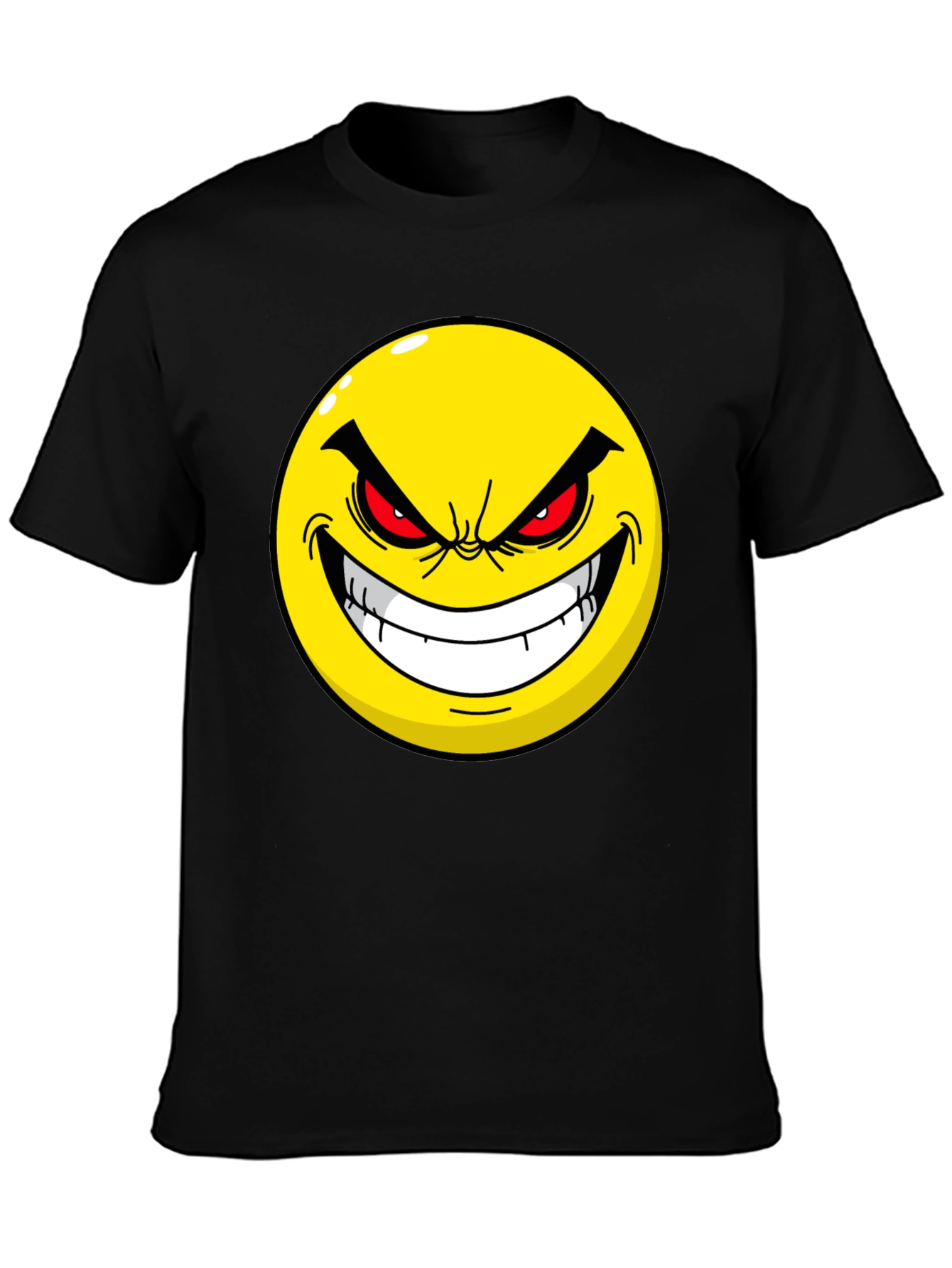 Evil Emoji Graphic Tee - Black Cotton T-Shirt