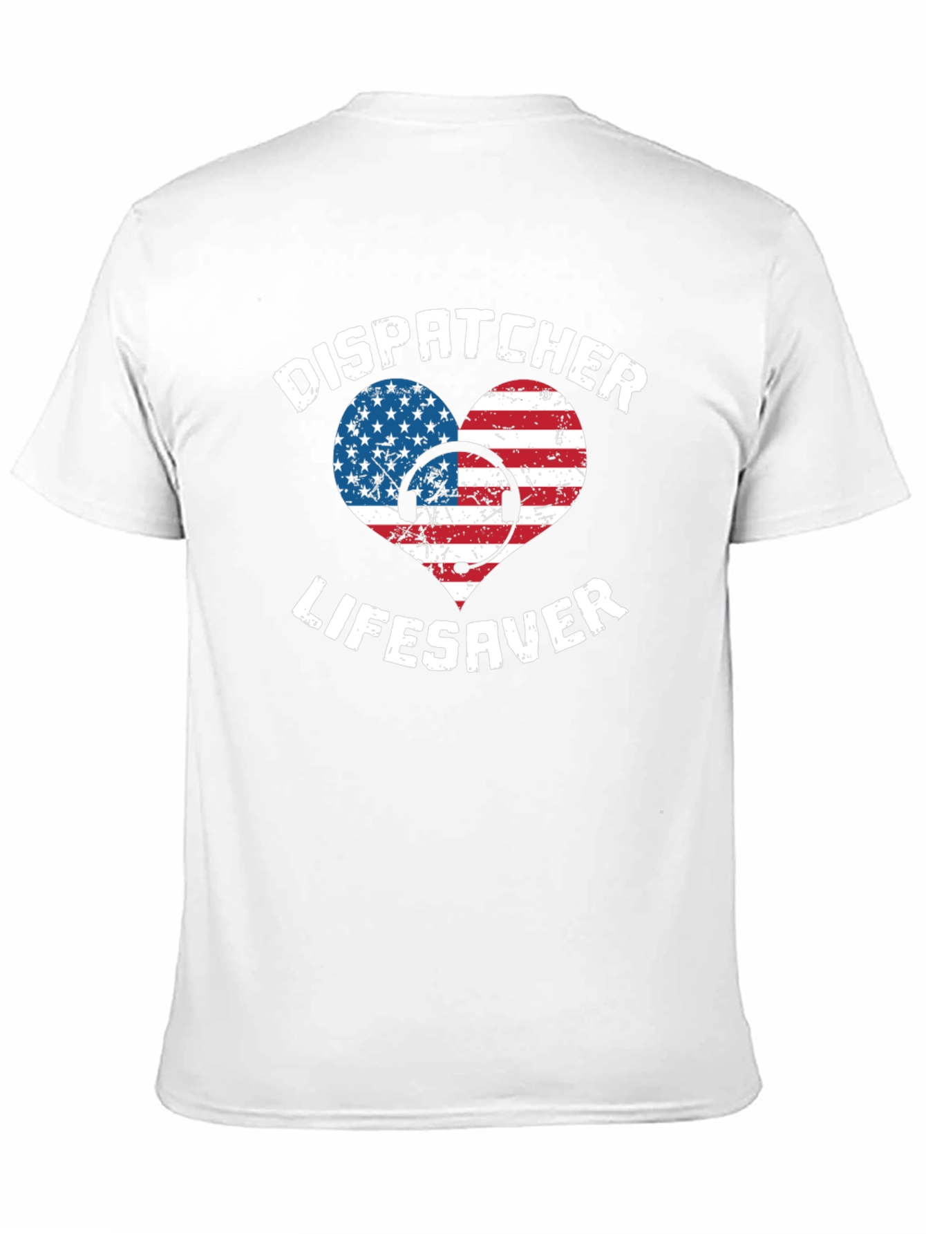 Dispatcher Lifesaver USA Flag Heart Graphic Tee