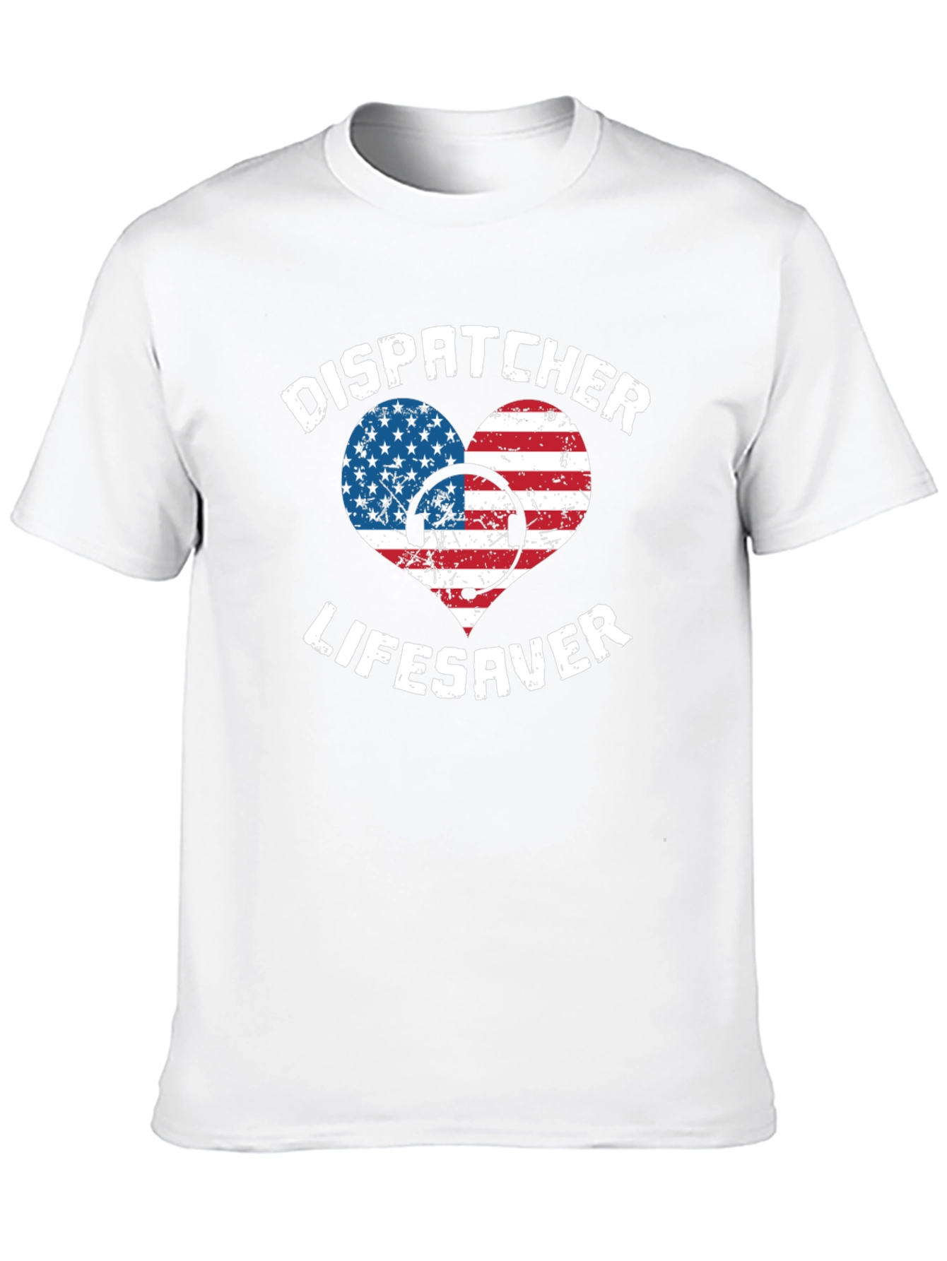 Dispatcher Lifesaver USA Flag Heart Graphic Tee