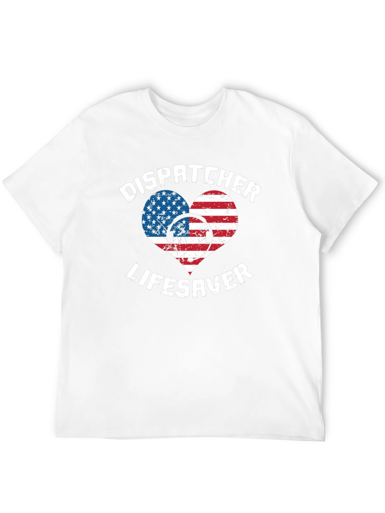 Dispatcher Lifesaver USA Flag Heart Graphic Tee