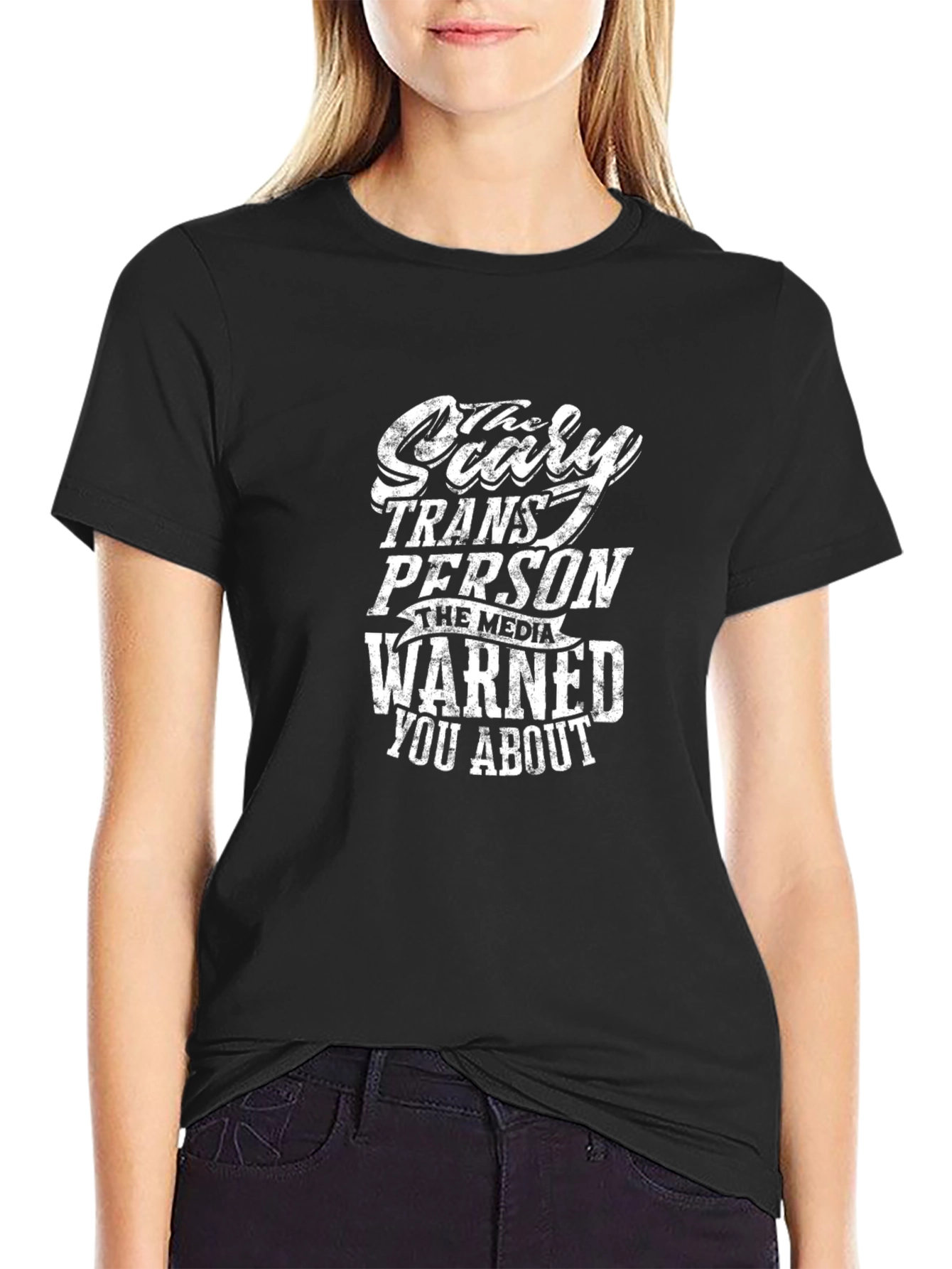 Scary Trans Person T-Shirt Bold Graphic Tee