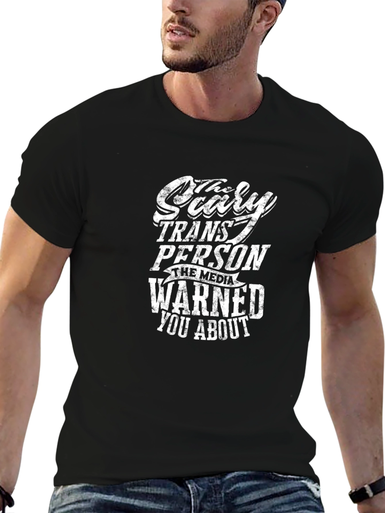 Scary Trans Person T-Shirt Bold Graphic Tee