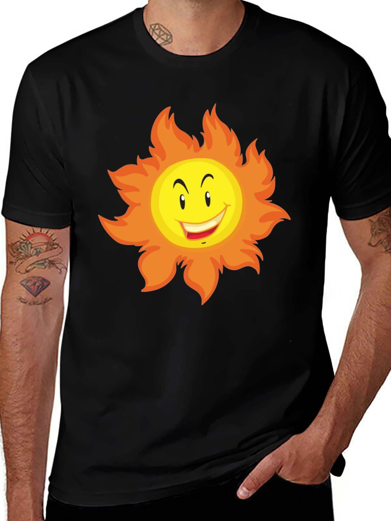 Funny Sun Graphic Tee - Black