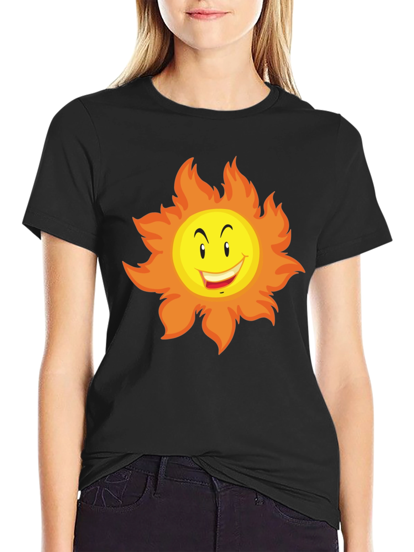 Funny Sun Graphic Tee - Black
