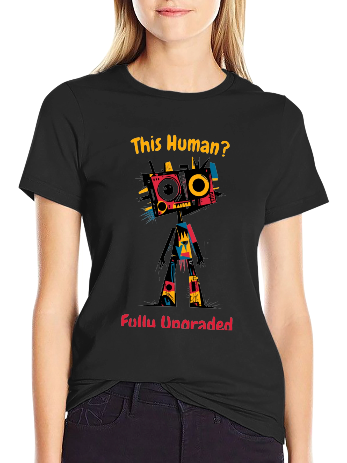 This Human? Fully Upgraded Black Graphic Tee