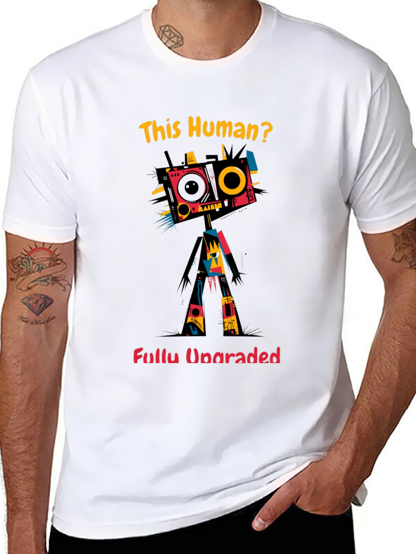 This Human? Fully Upgraded Black Graphic Tee