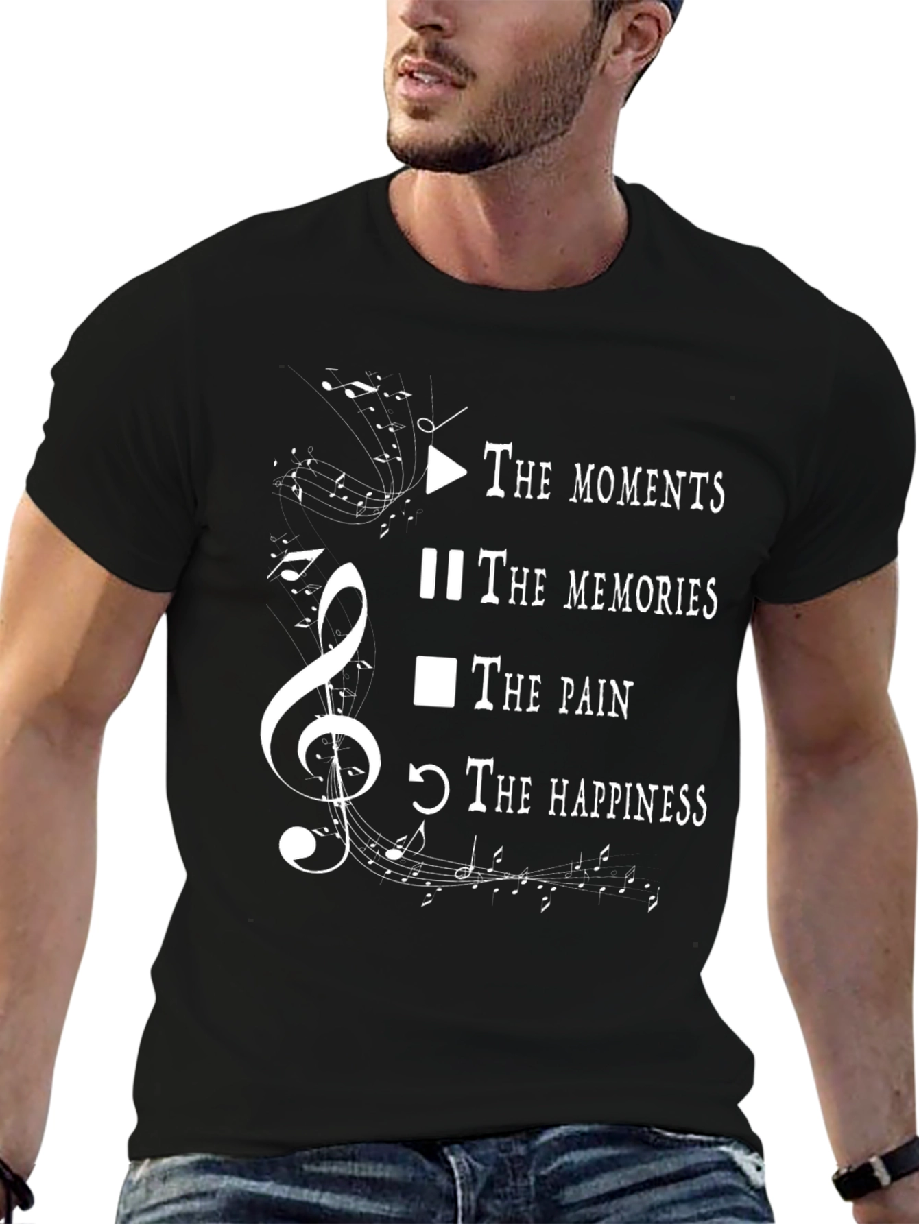 Music of Life Black Graphic T-Shirt