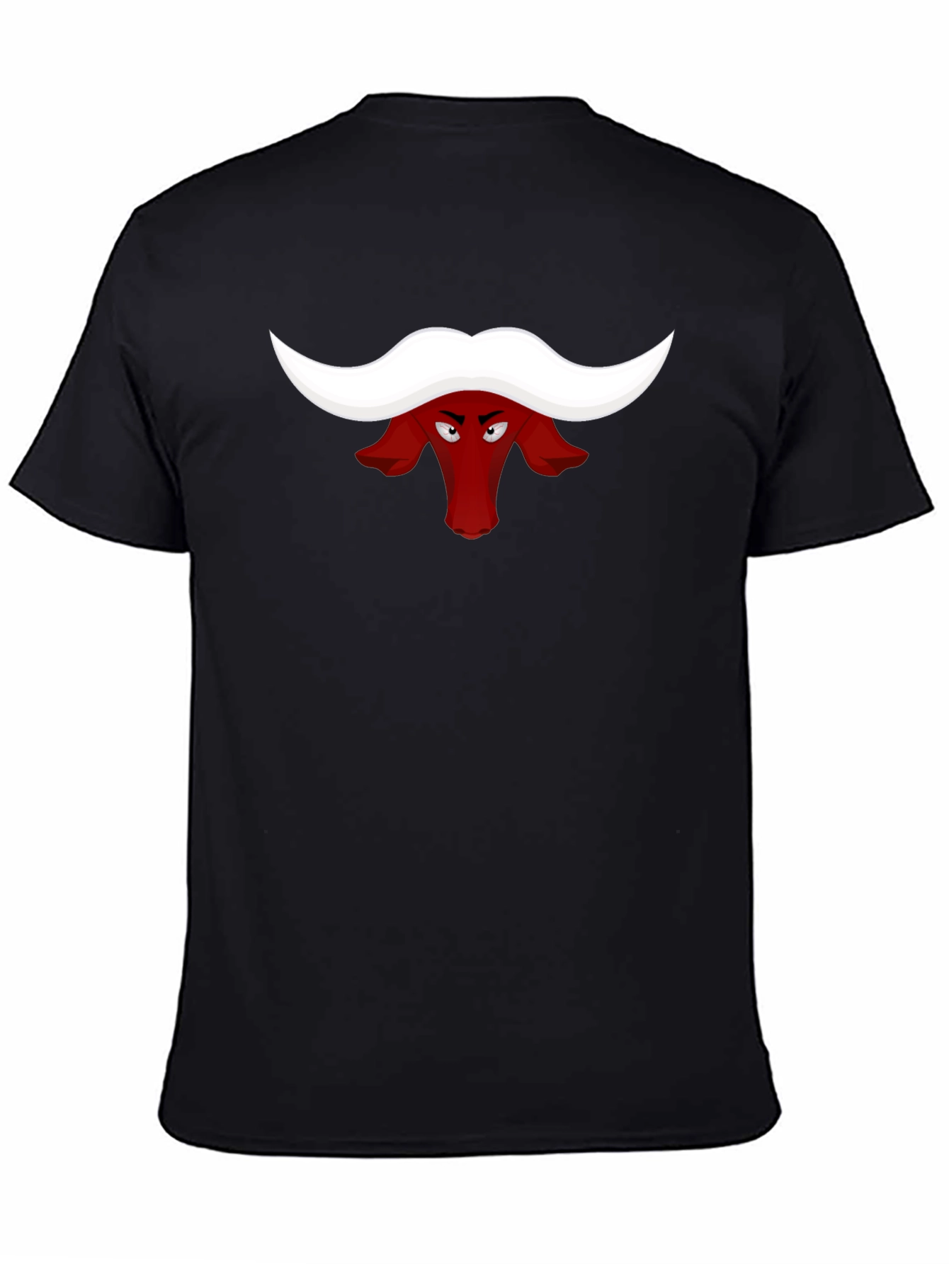 Red Bull Head Cartoon Black T-Shirt
