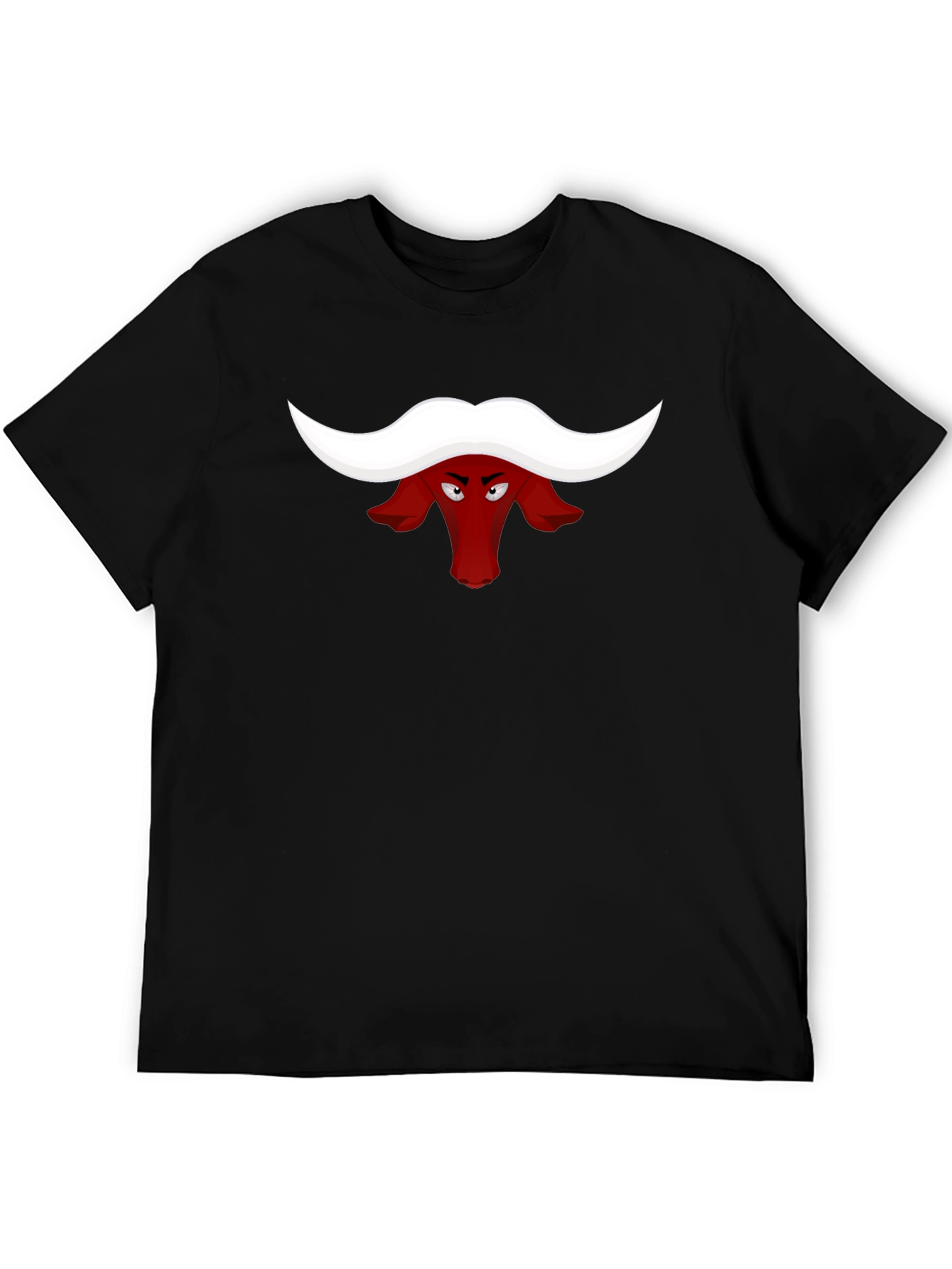 Red Bull Head Cartoon Black T-Shirt