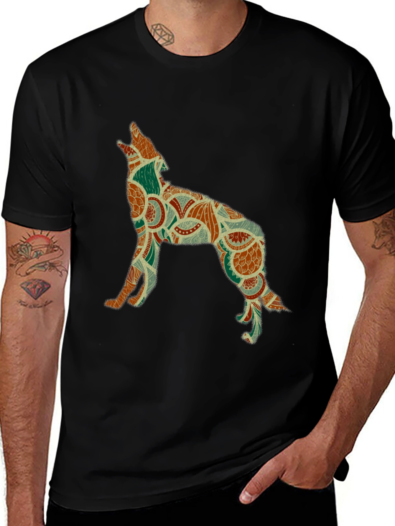 Wolf Silhouette Graphic Print Tee