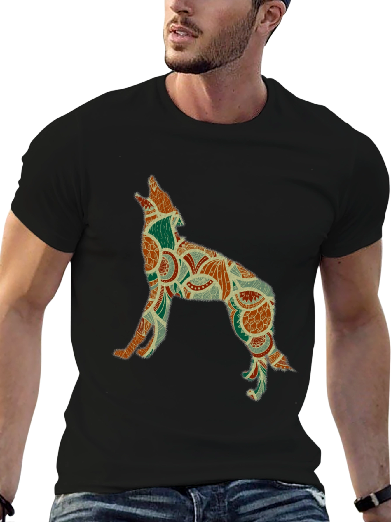 Wolf Silhouette Graphic Print Tee