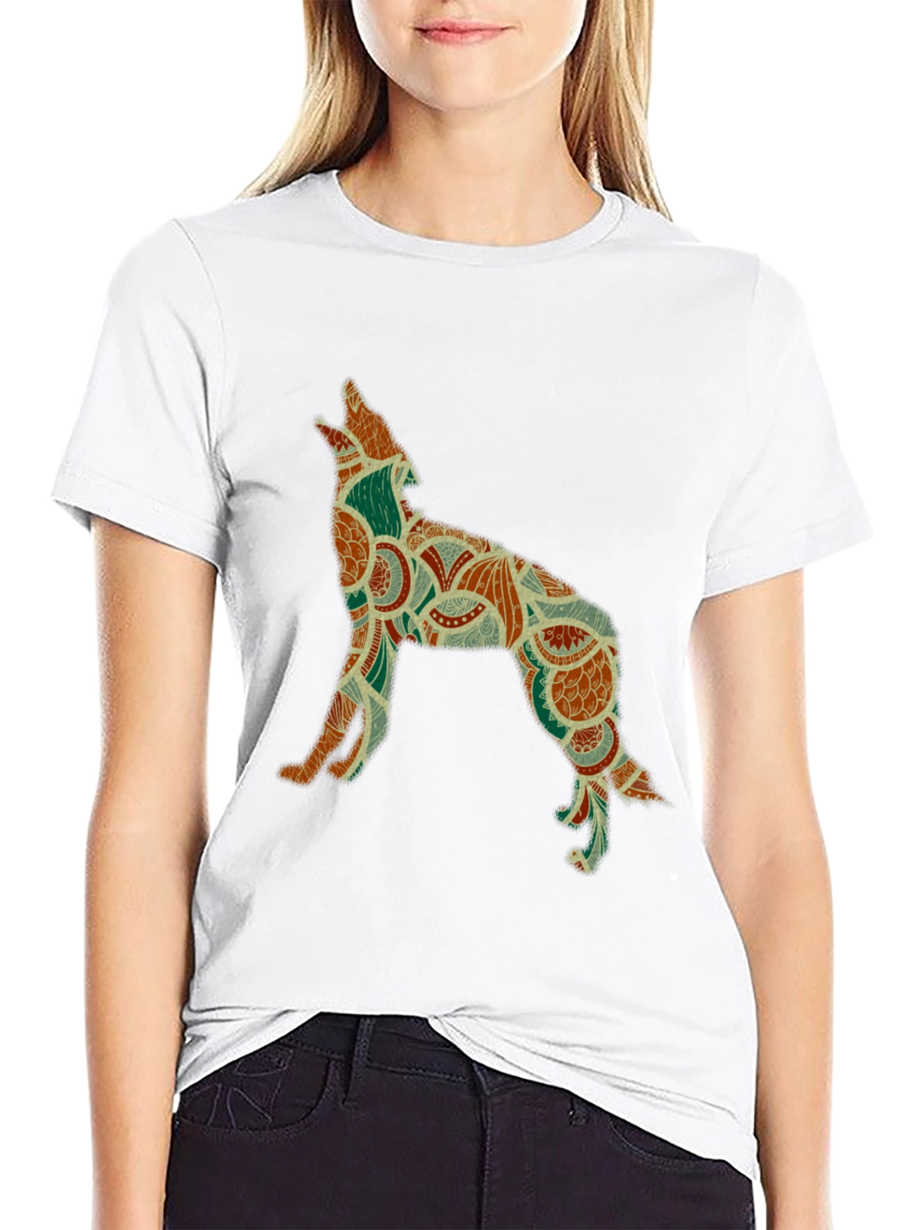 Wolf Silhouette Graphic Print Tee