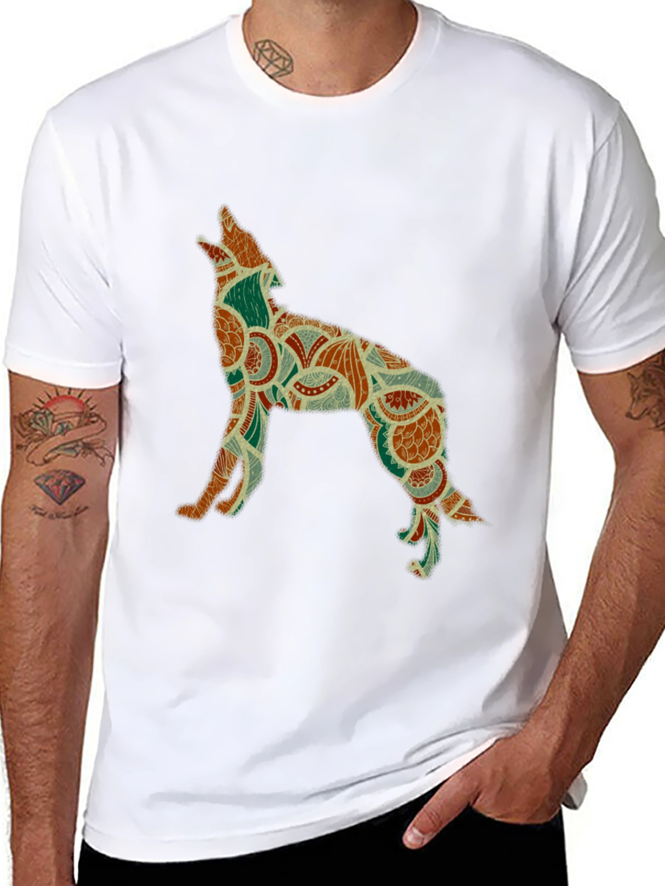 Wolf Silhouette Graphic Print Tee