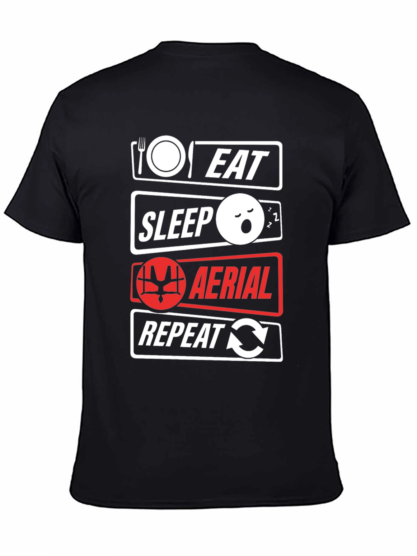 Eat Sleep Aerial Repeat Black T-Shirt