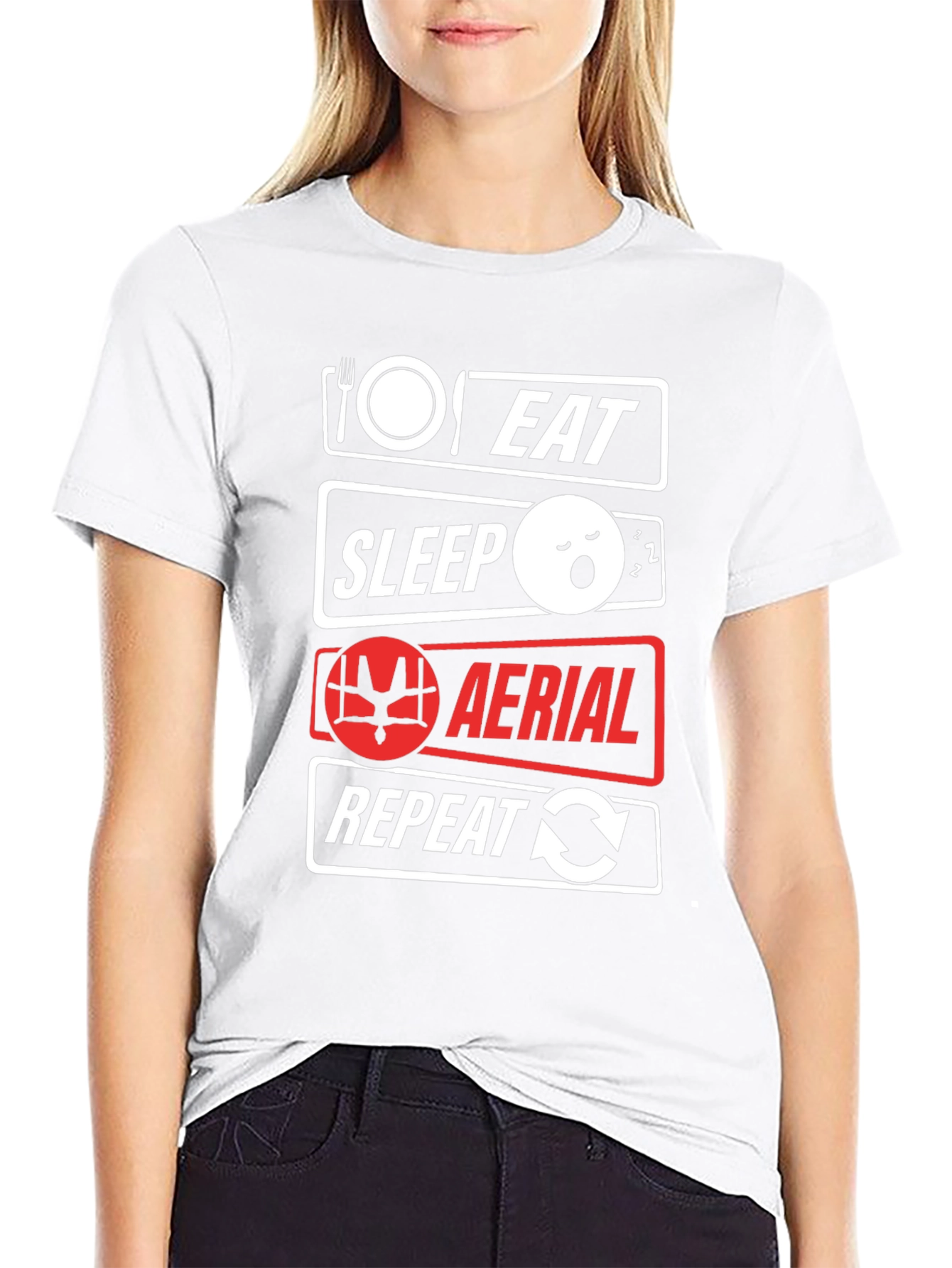 Eat Sleep Aerial Repeat Black T-Shirt