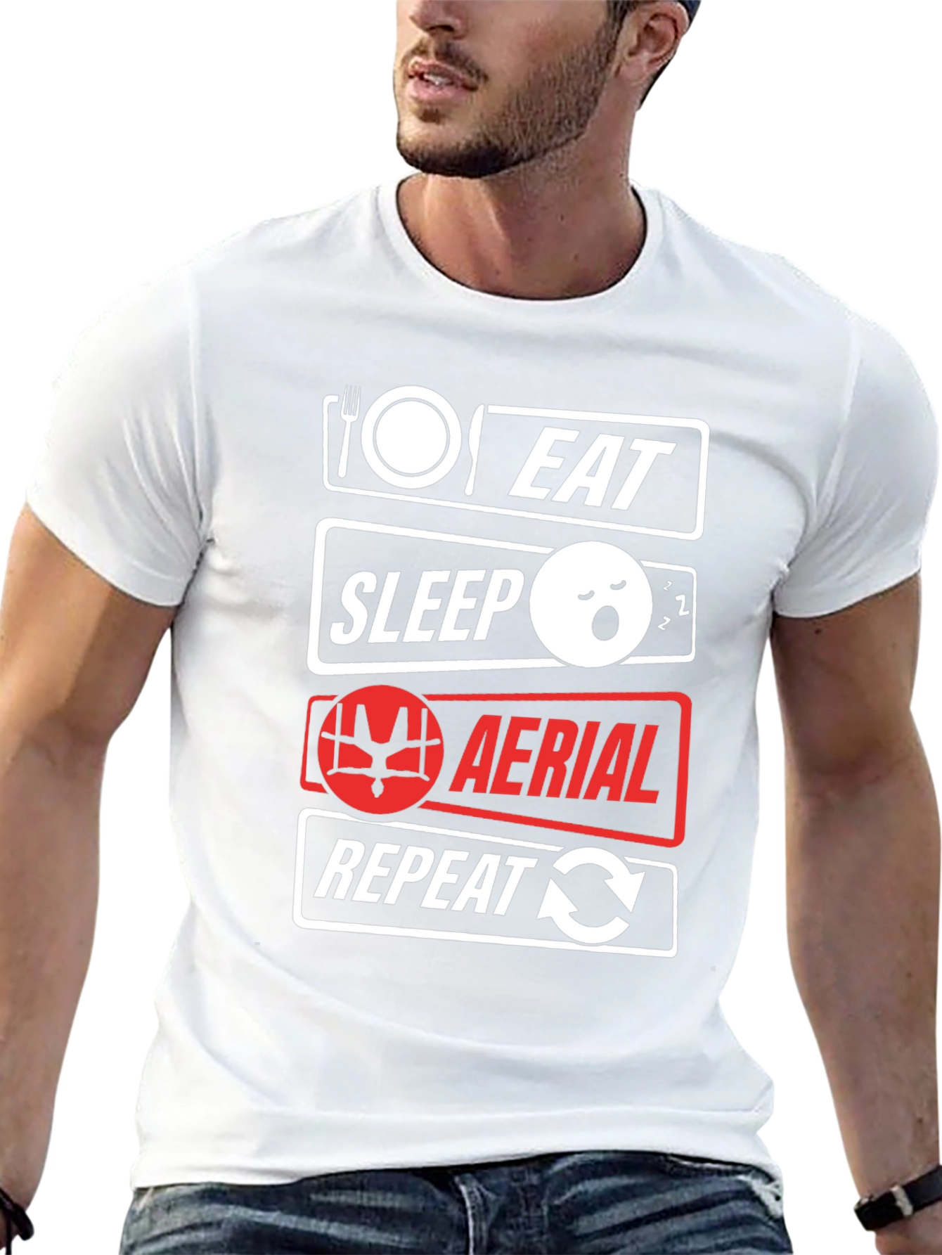 Eat Sleep Aerial Repeat Black T-Shirt