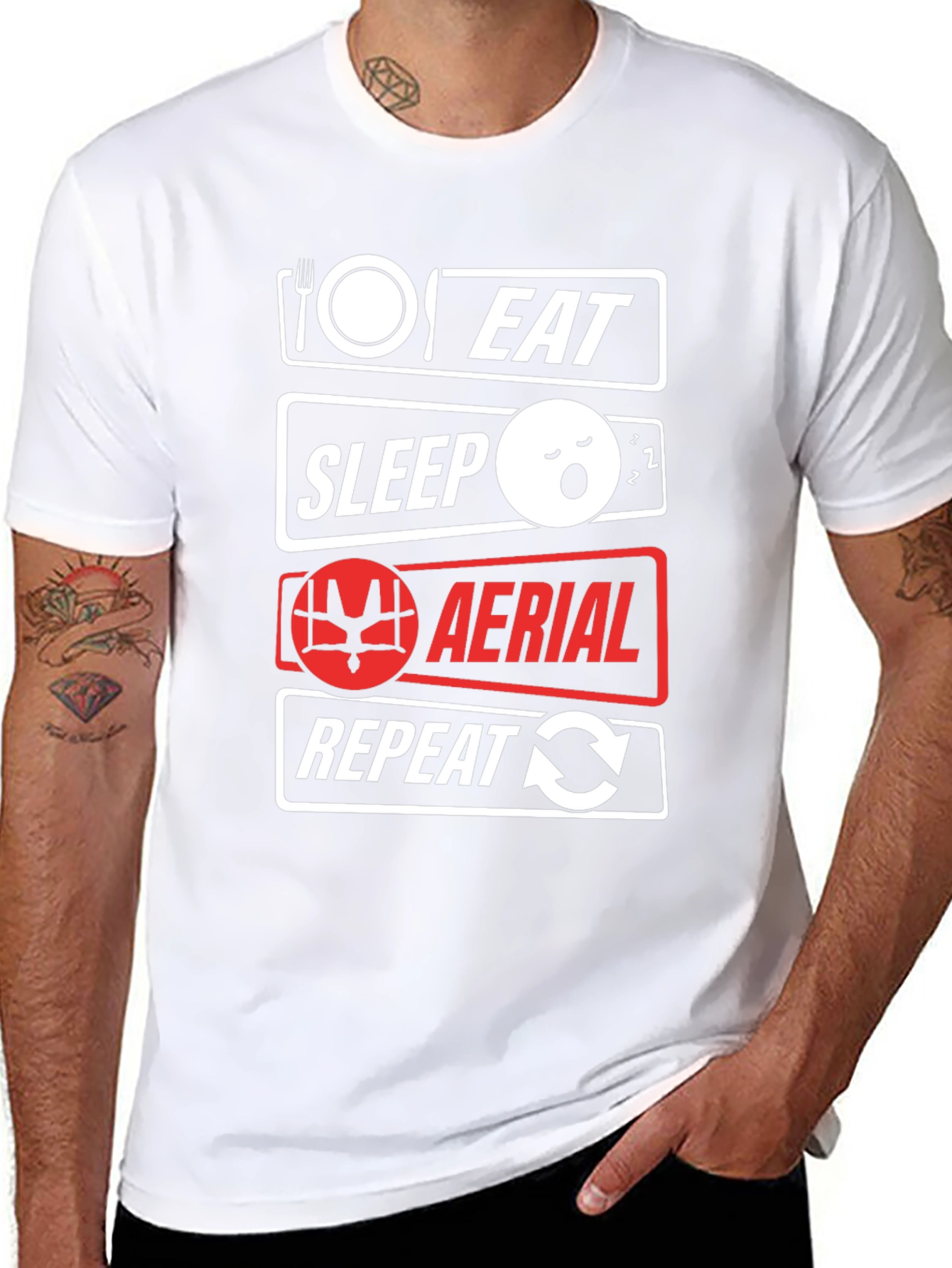 Eat Sleep Aerial Repeat Black T-Shirt