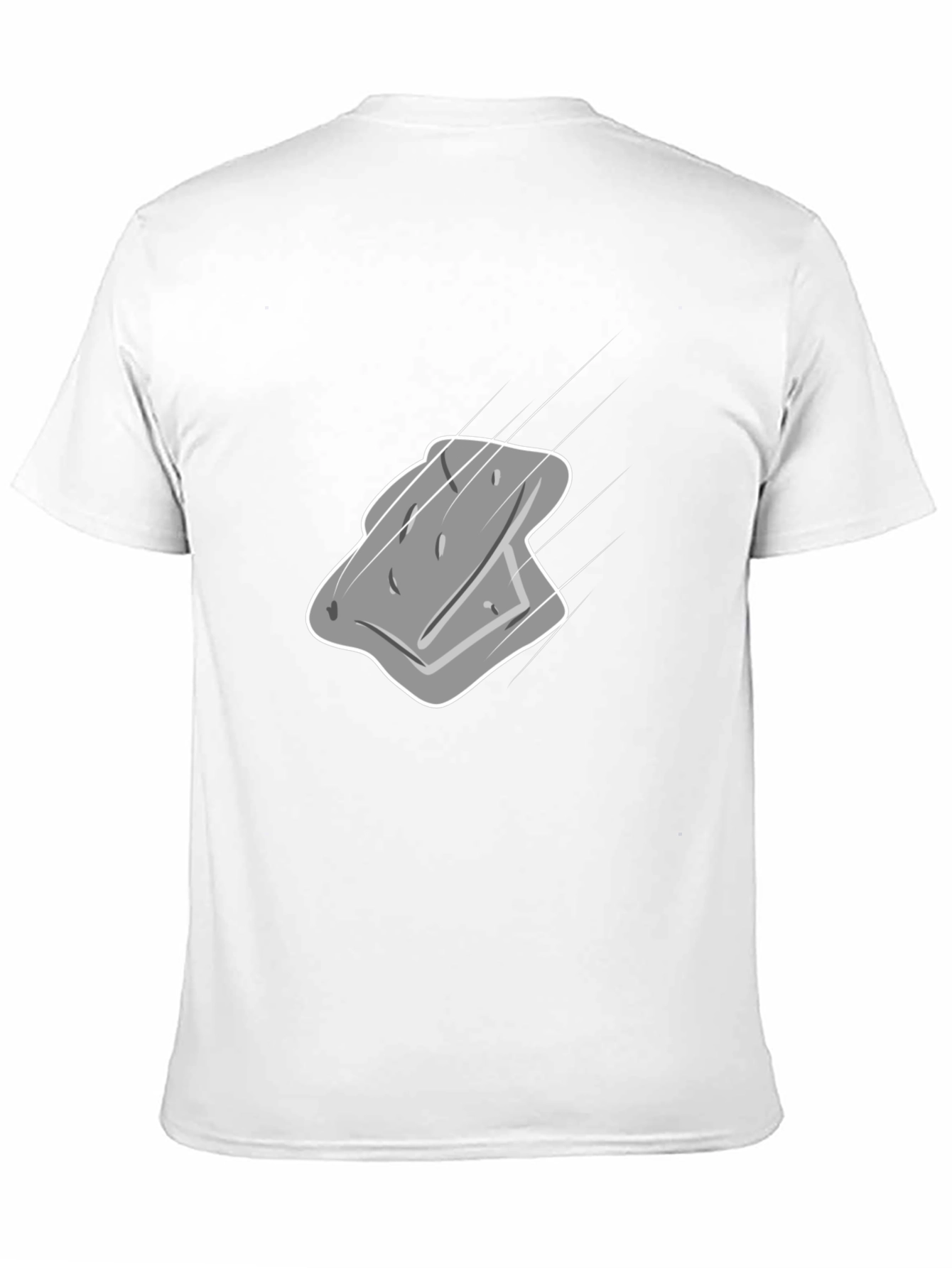 Mens Black T-Shirt with Gray Cartoon Sponge Design