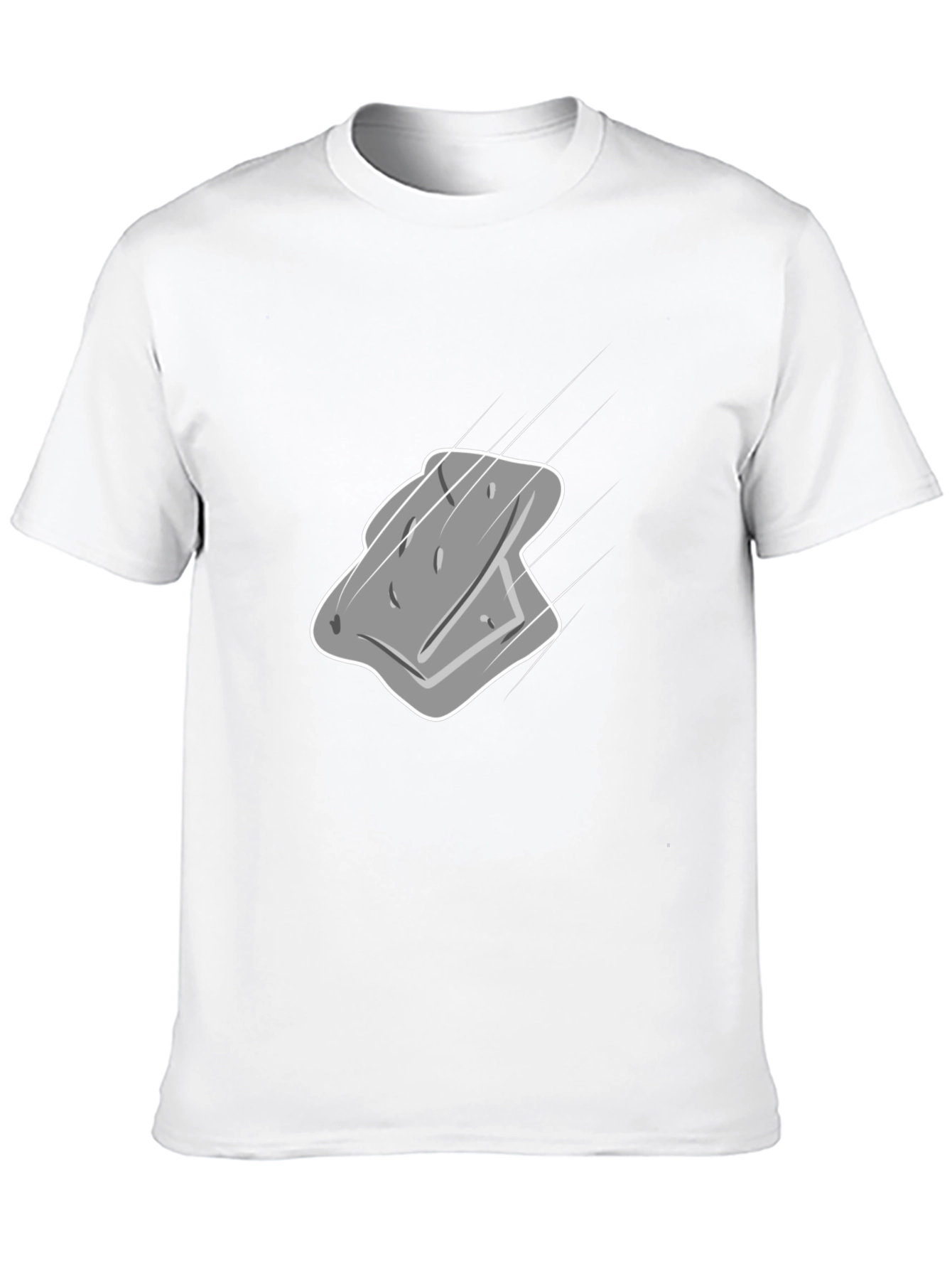 Mens Black T-Shirt with Gray Cartoon Sponge Design