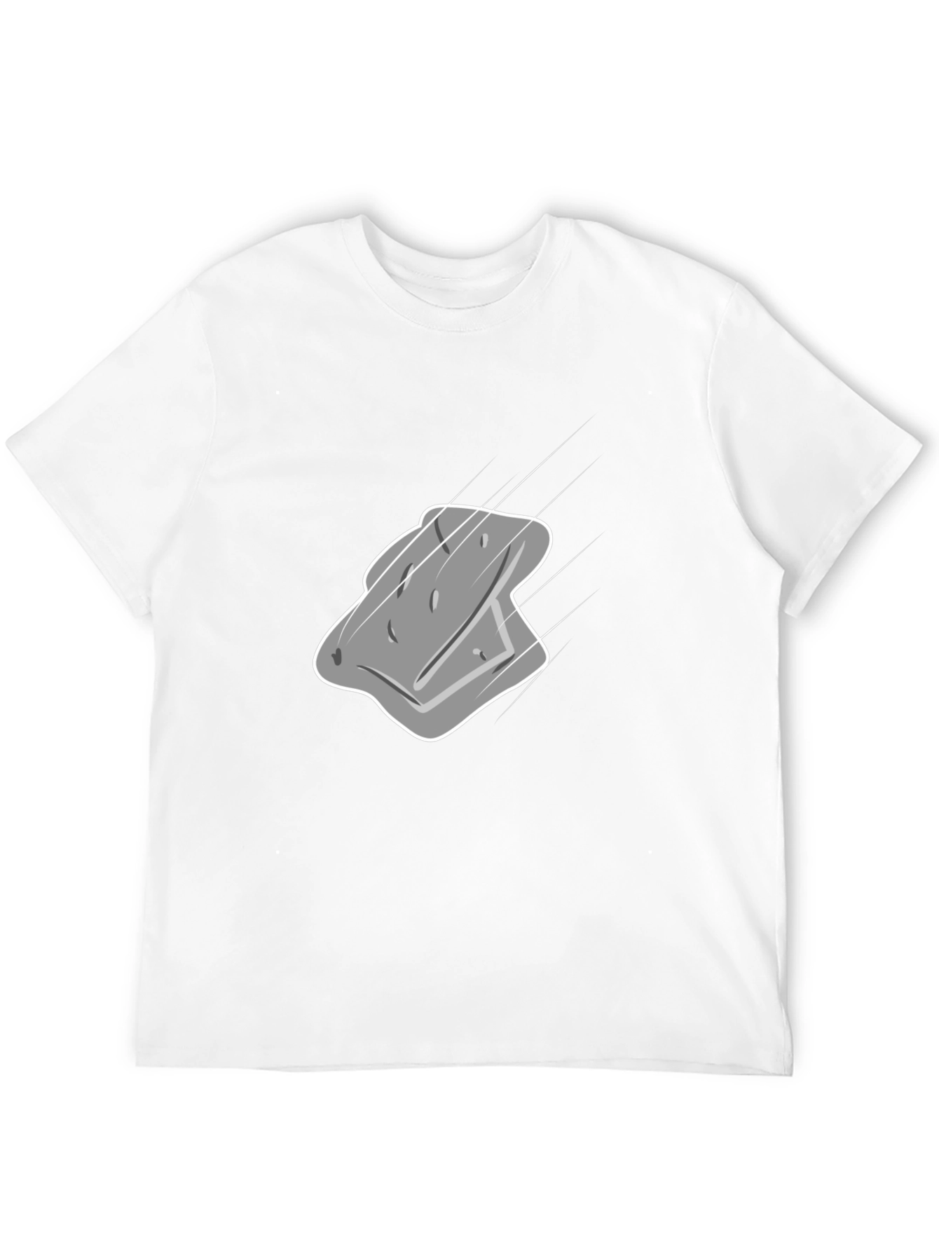 Mens Black T-Shirt with Gray Cartoon Sponge Design