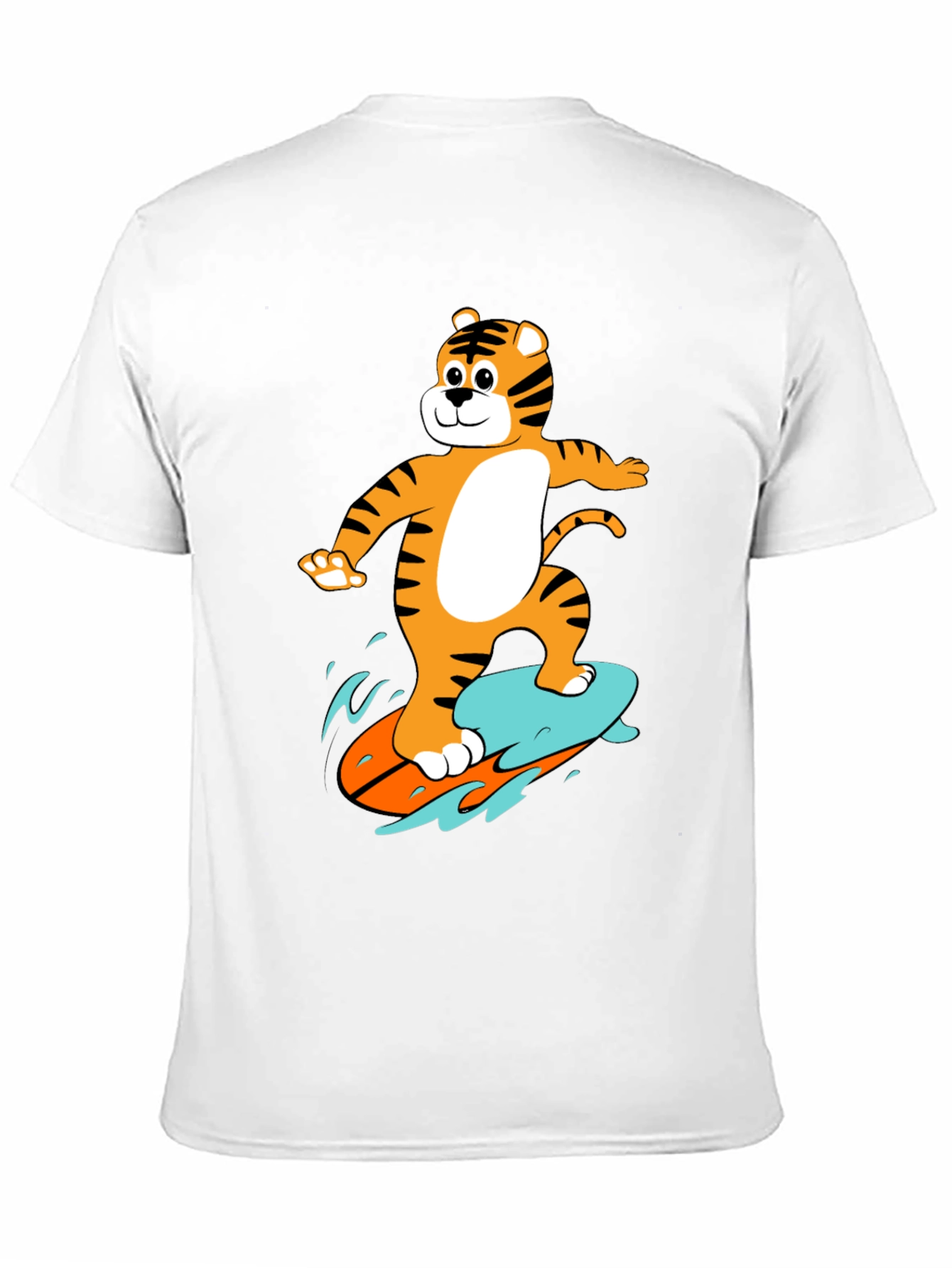 Tiger Surfing Graphic Tee - Black Cotton T-Shirt