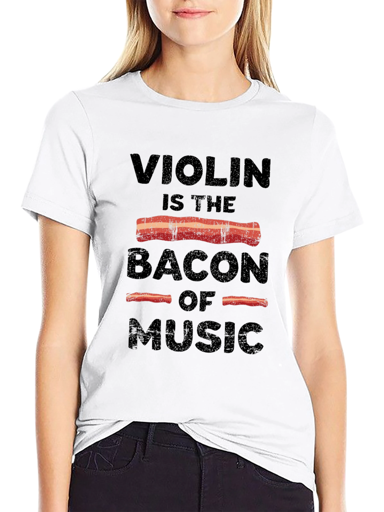 Violin is the Bacon of Music Black T-Shirt