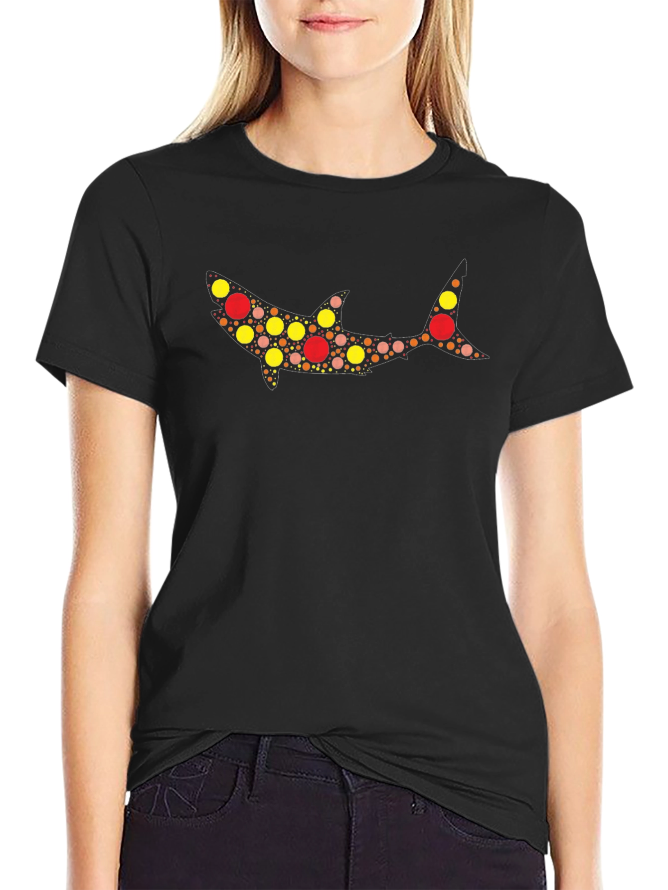 Abstract Shark Graphic Tee - Mens Black T-Shirt