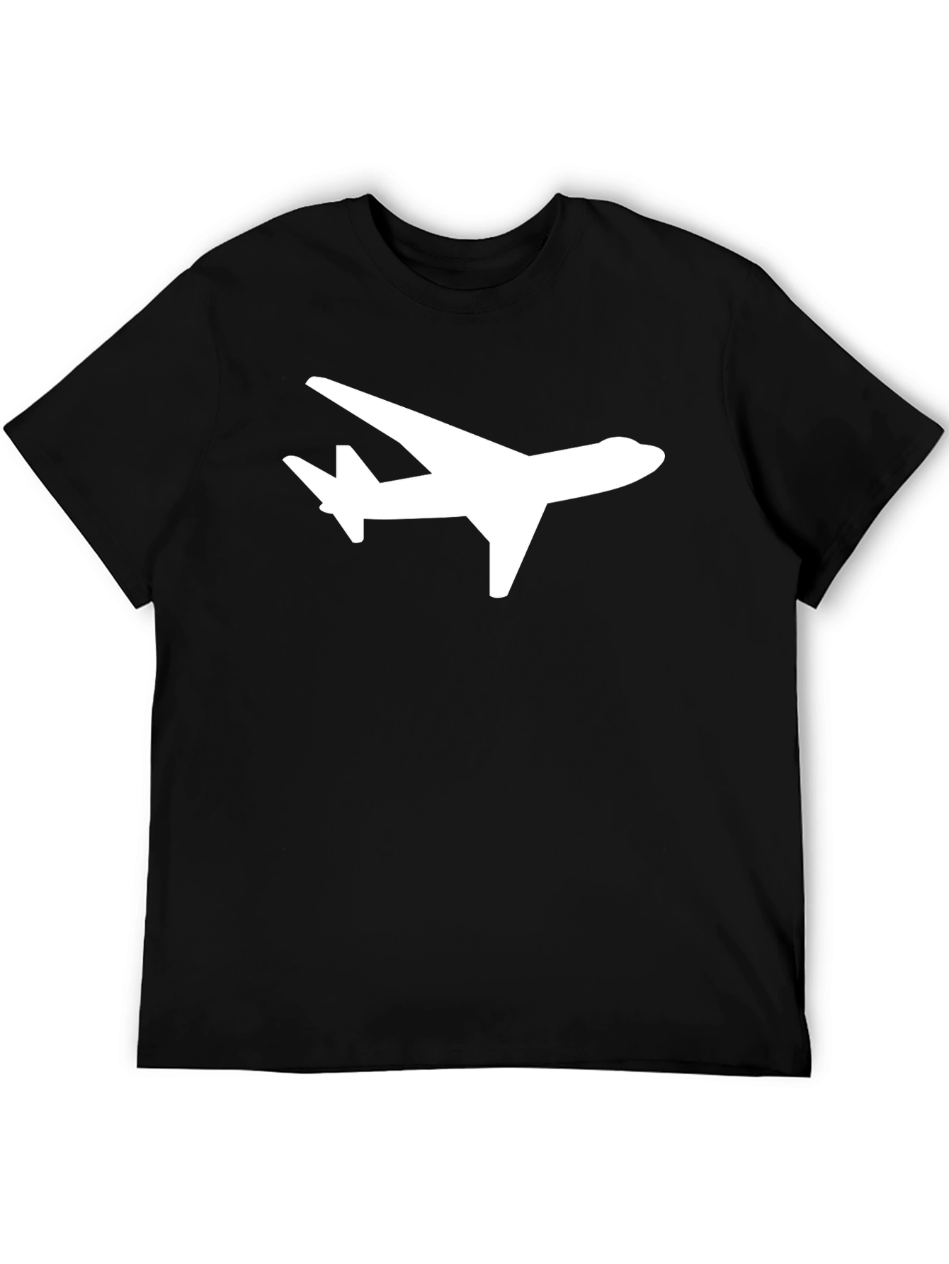 Airplane Graphic Tee - Stylish Black Crew Neck Shirt