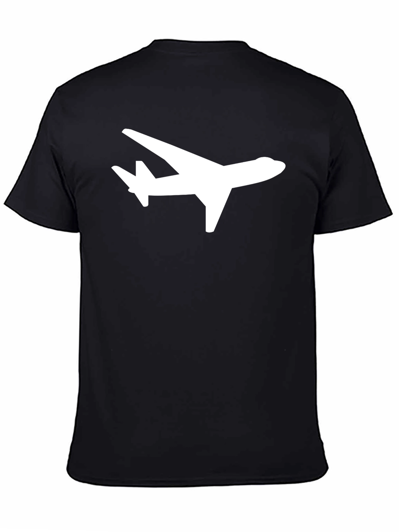 Airplane Graphic Tee - Stylish Black Crew Neck Shirt