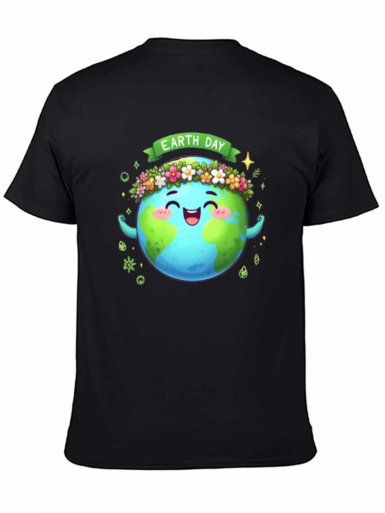 Earth Day Graphic T-Shirt - Black Cotton Tee
