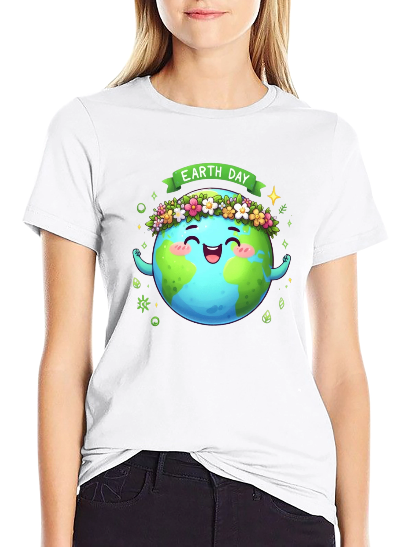 Earth Day Graphic T-Shirt - Black Cotton Tee