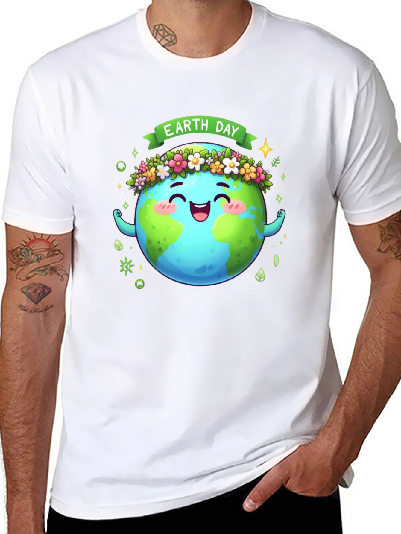 Earth Day Graphic T-Shirt - Black Cotton Tee