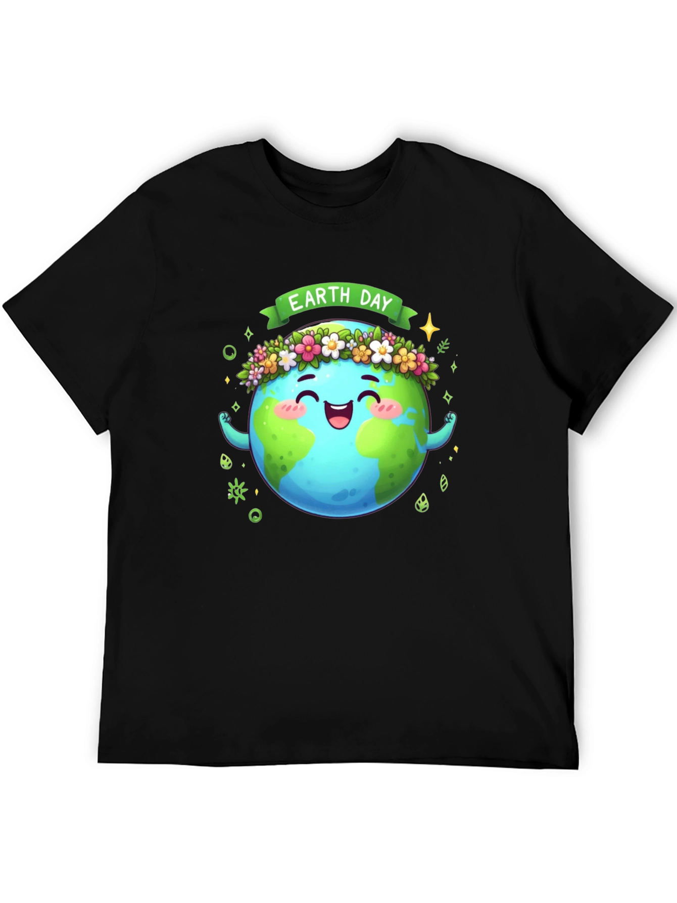 Earth Day Graphic T-Shirt - Black Cotton Tee