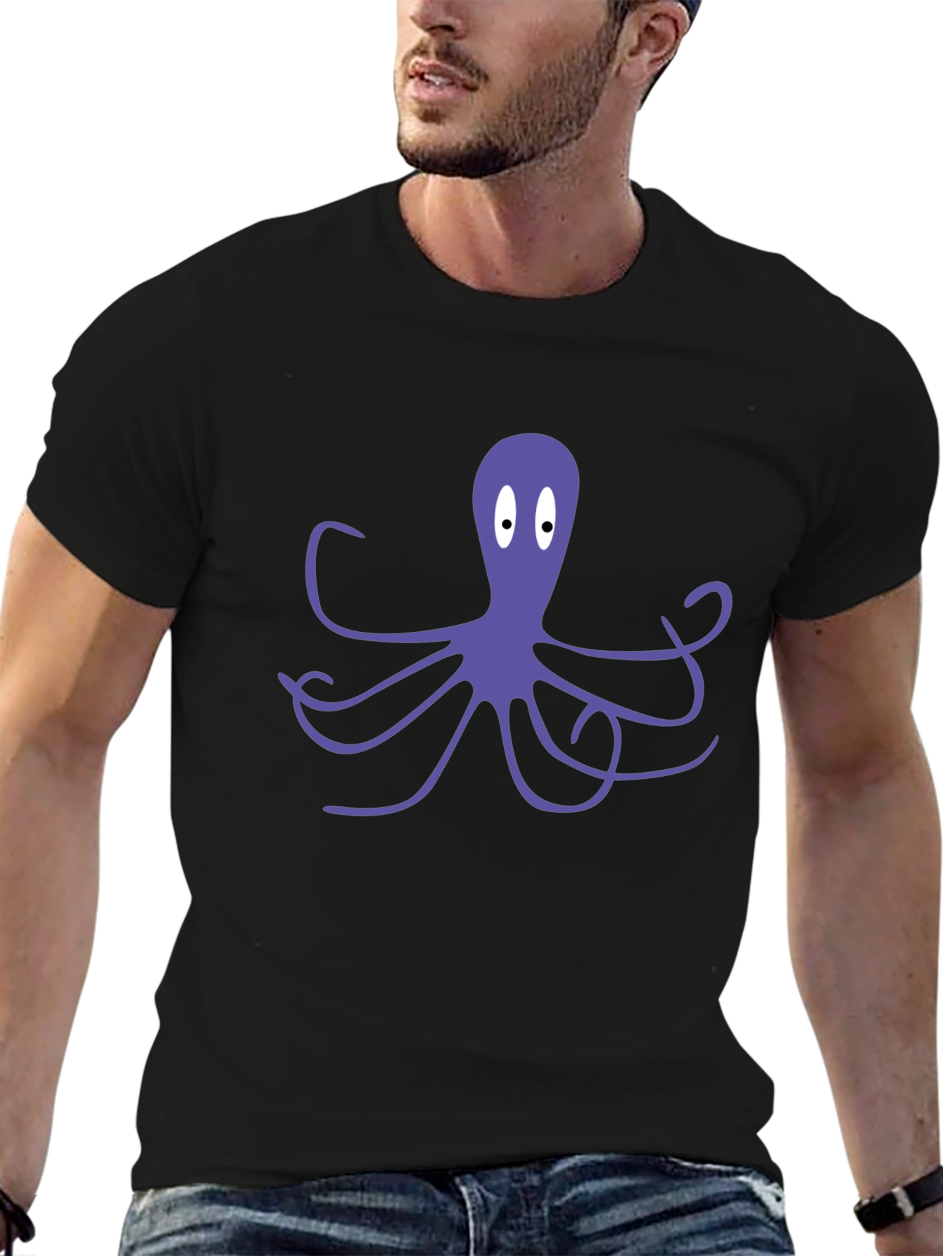 Octopus Graphic Tee - Black Cotton Blend T-Shirt