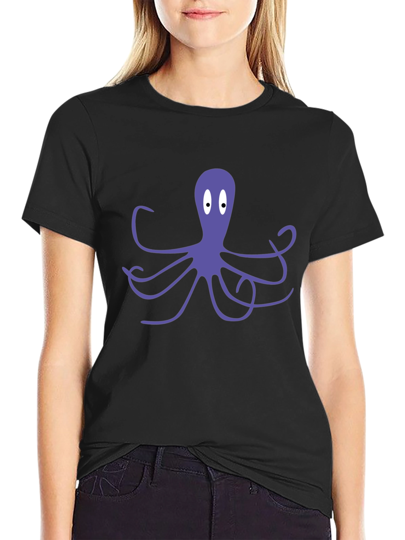 Octopus Graphic Tee - Black Cotton Blend T-Shirt