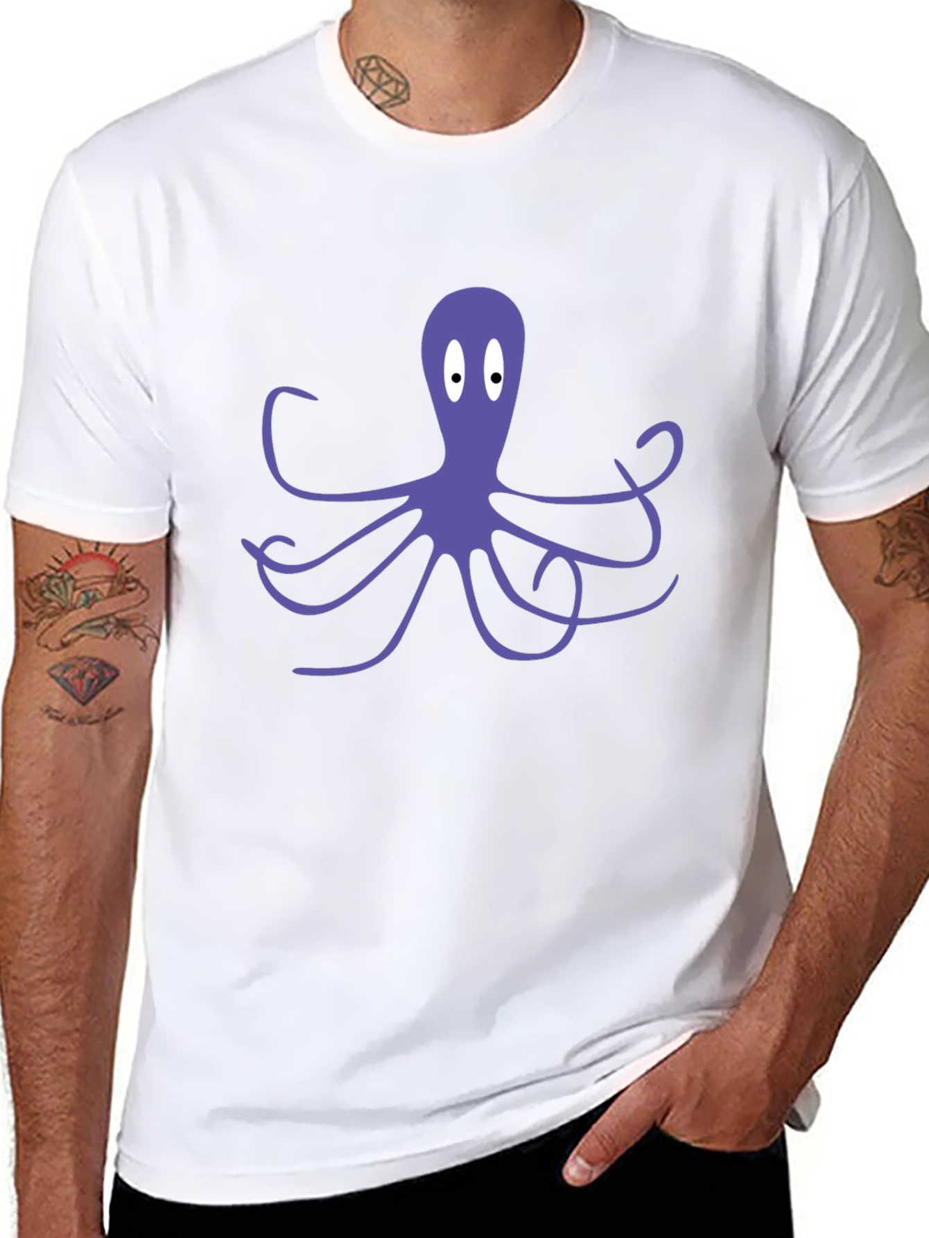 Octopus Graphic Tee - Black Cotton Blend T-Shirt