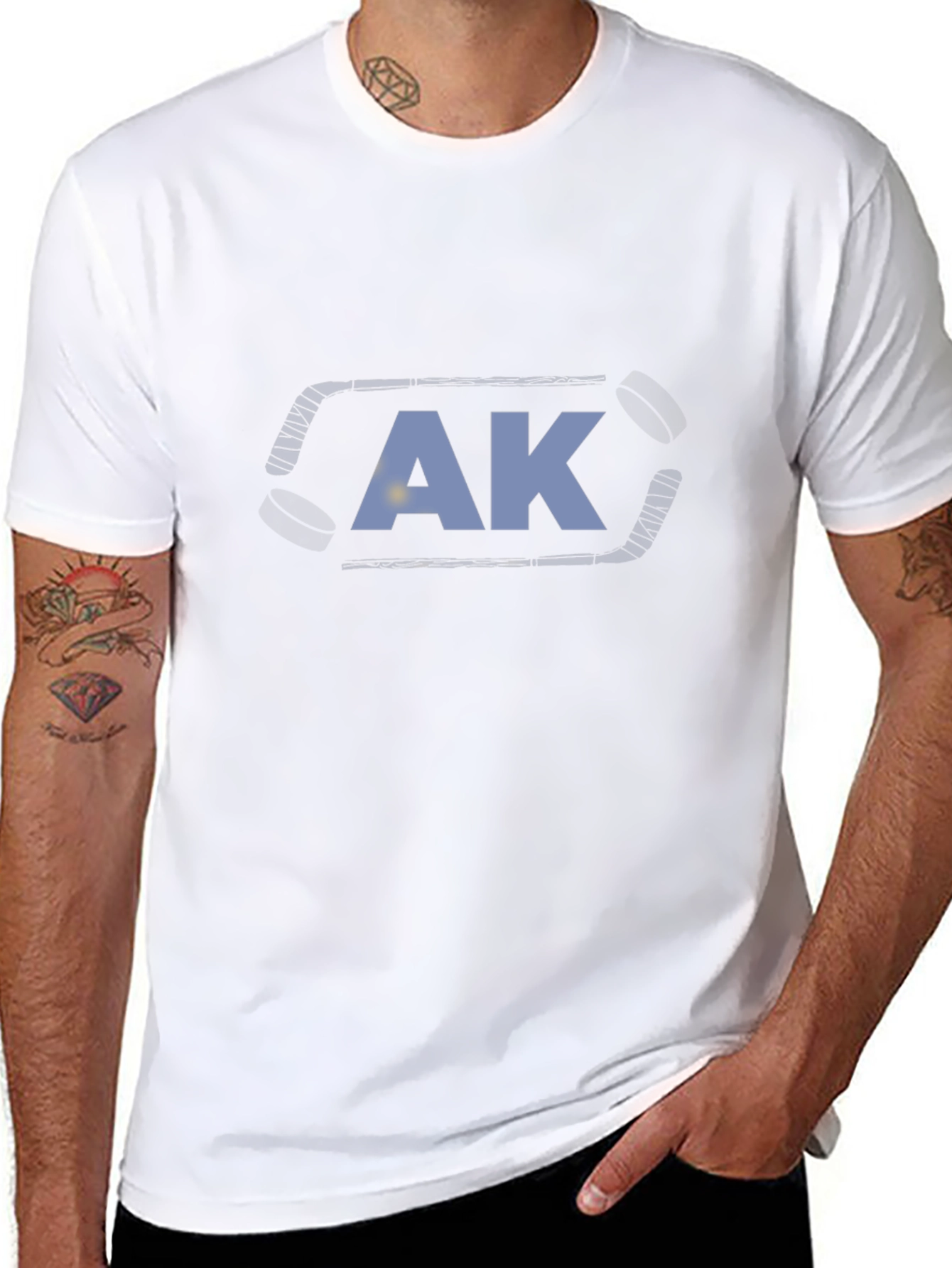 AK Hockey Stick Tee - Black Cotton Graphic T-Shirt